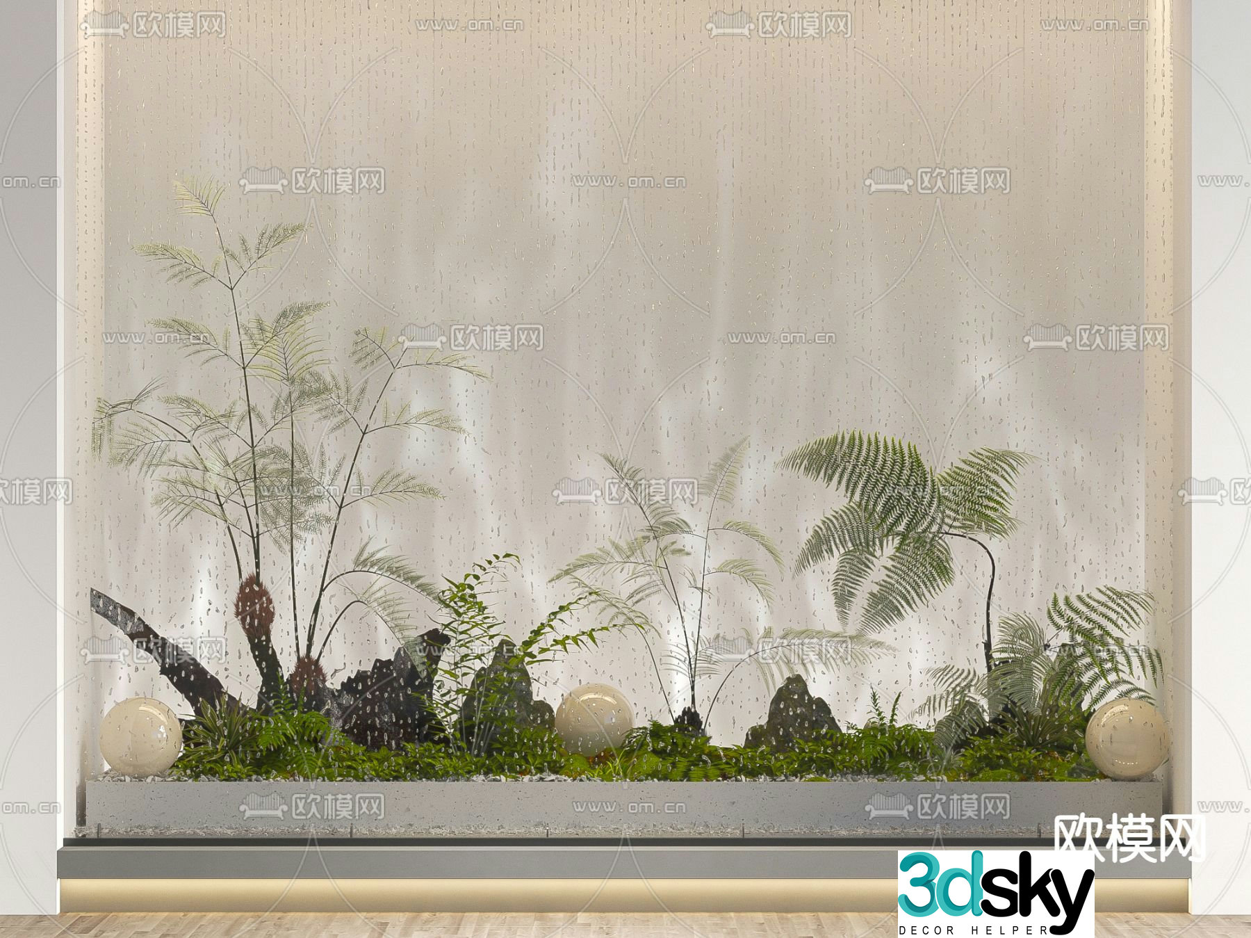Water pattern lamp wall washer lamp landscape sketch 3D model