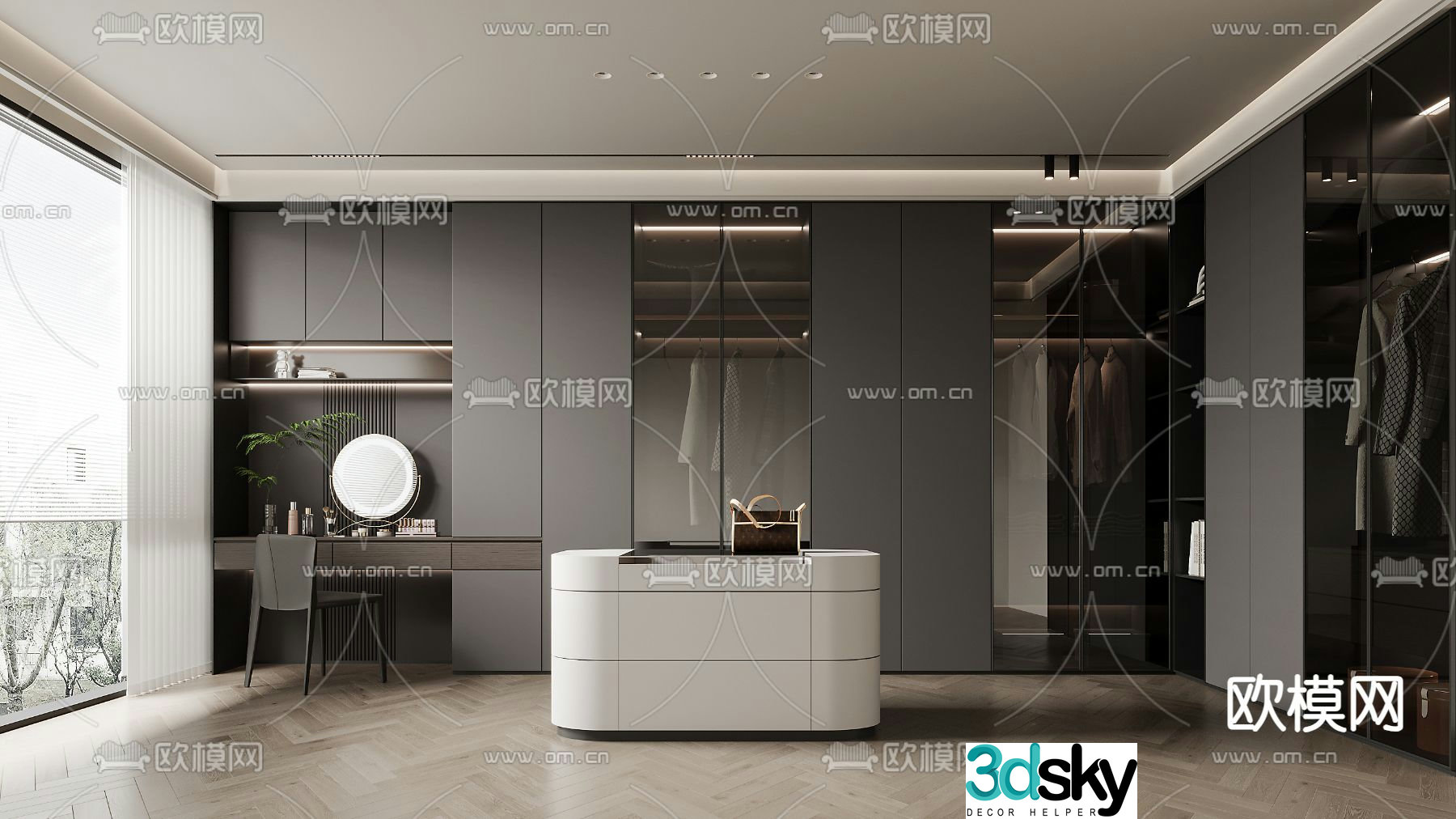 Modern dressing room cloakroom 3d model