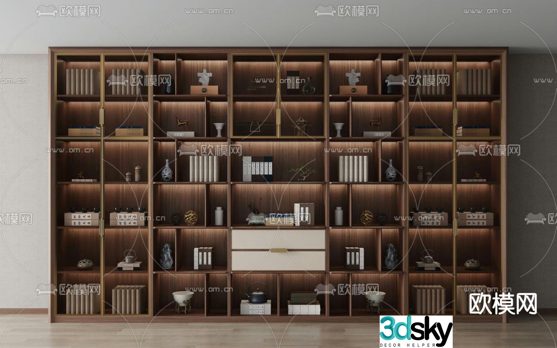 New Chinese style bookcase bookshelf 3d model