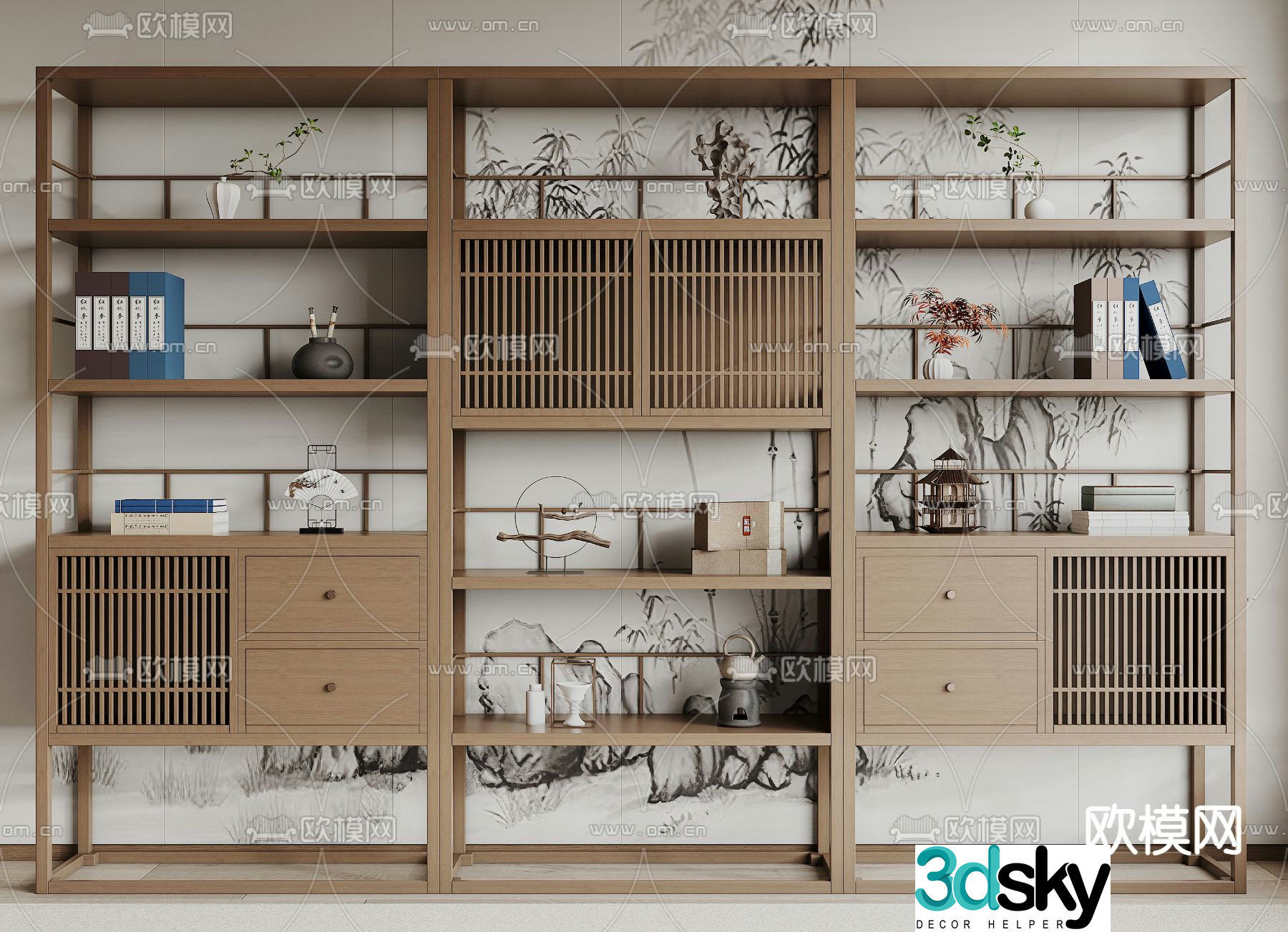 New Chinese style 3D model of Bo Gu shelf