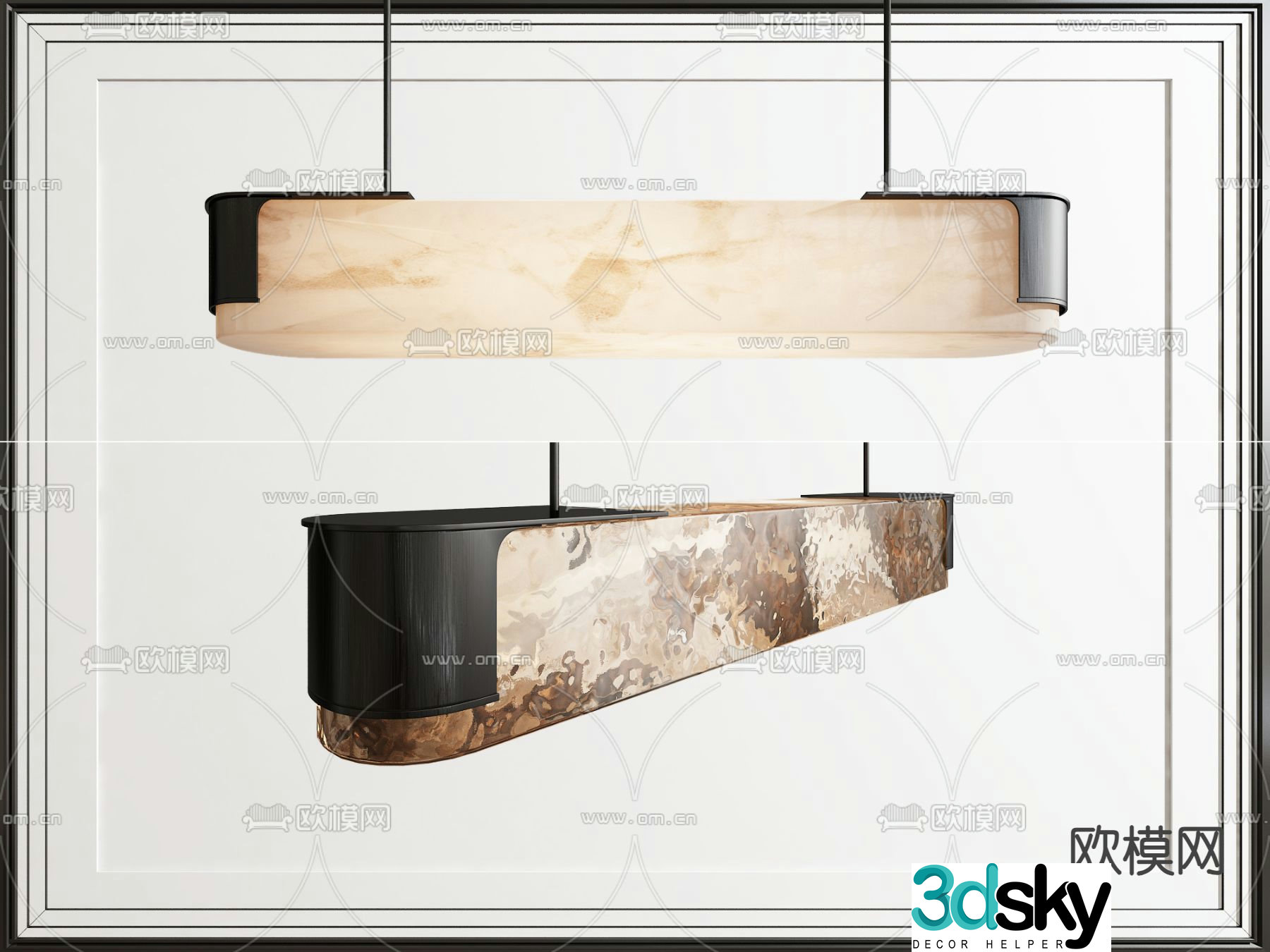 Medieval style chandelier long chandelier 3d model