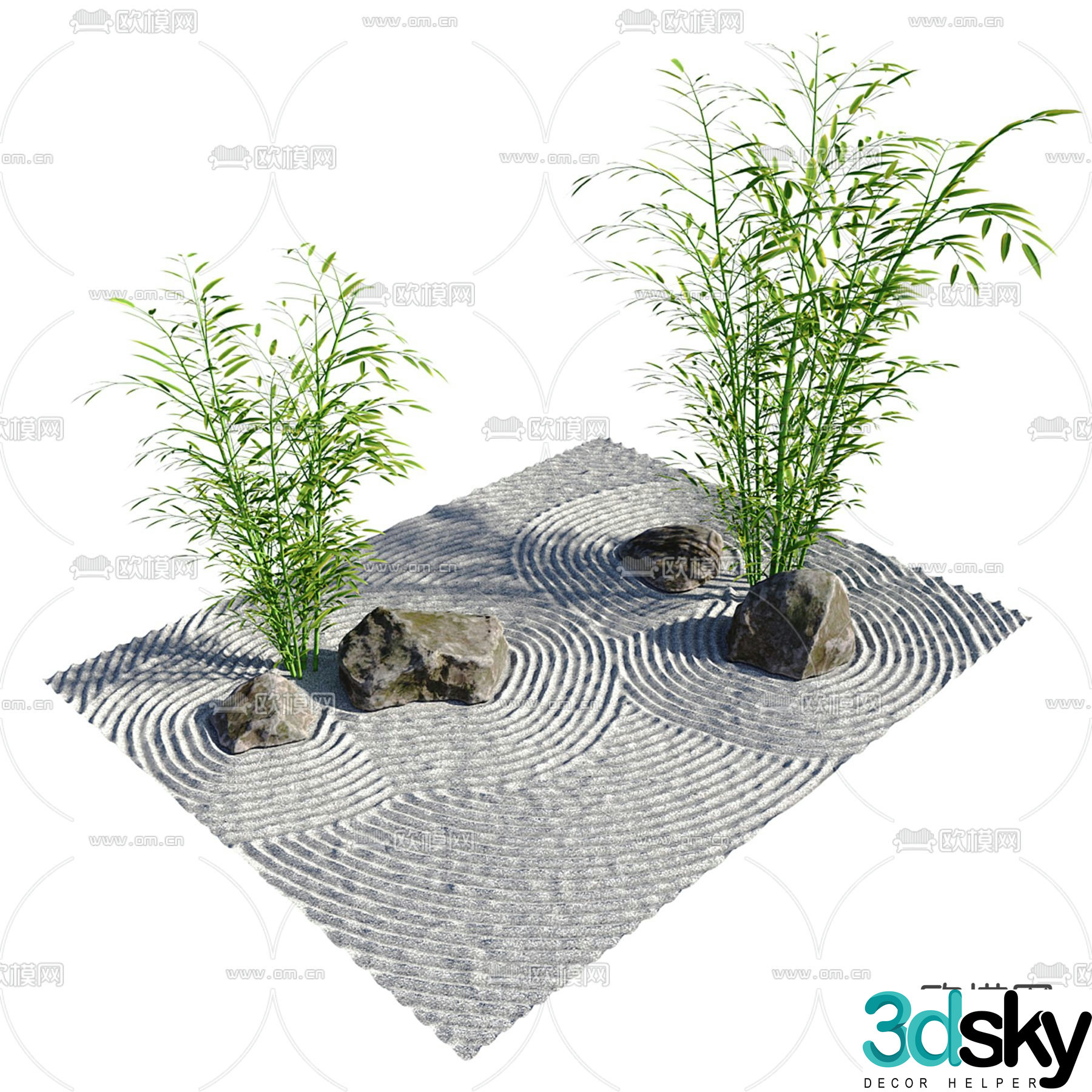Bamboo landscape green plant landscape sketch 3d model