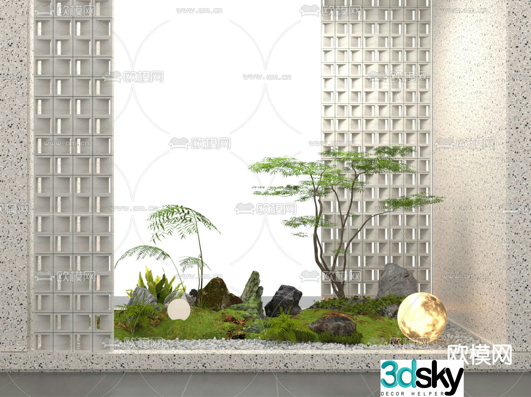 Indoor landscape green plant landscaping moss landscape 3d model