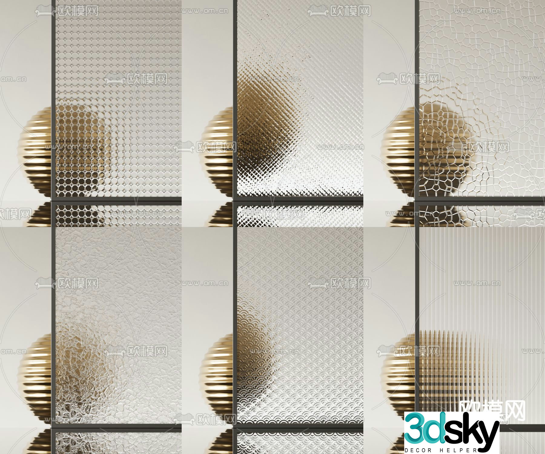 Modern glass partition 3d model