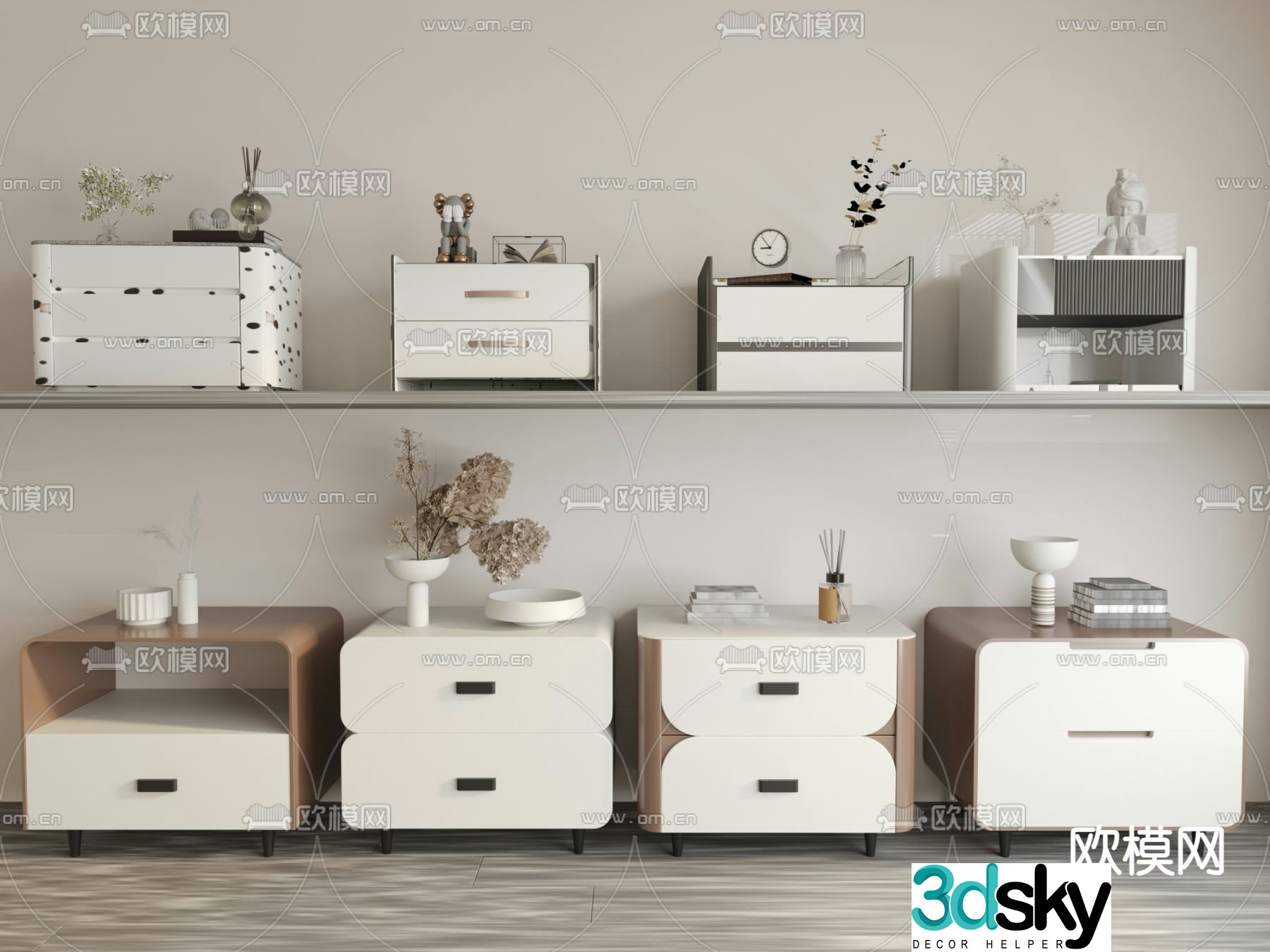 Modern bedside table 3d model