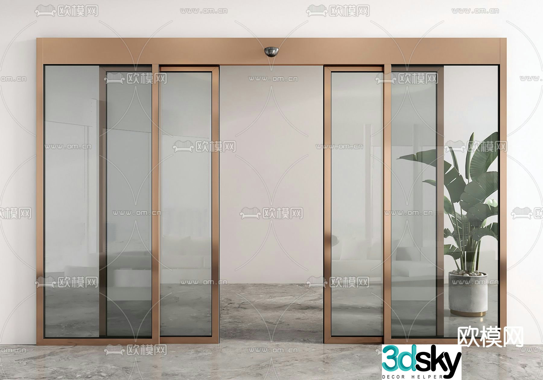 Automatic sensing door Electric sensing door Glass door 3D model