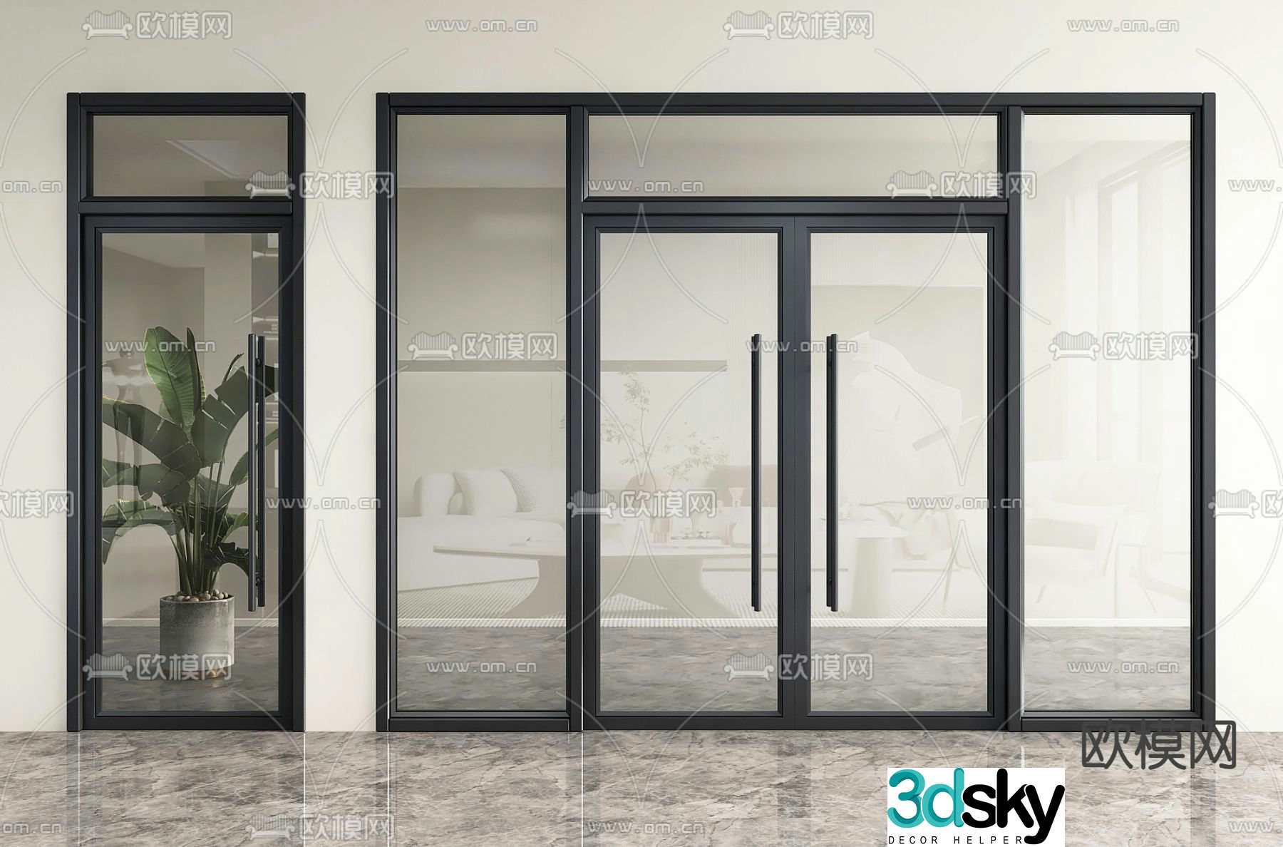 Glass door Shop door 3d model