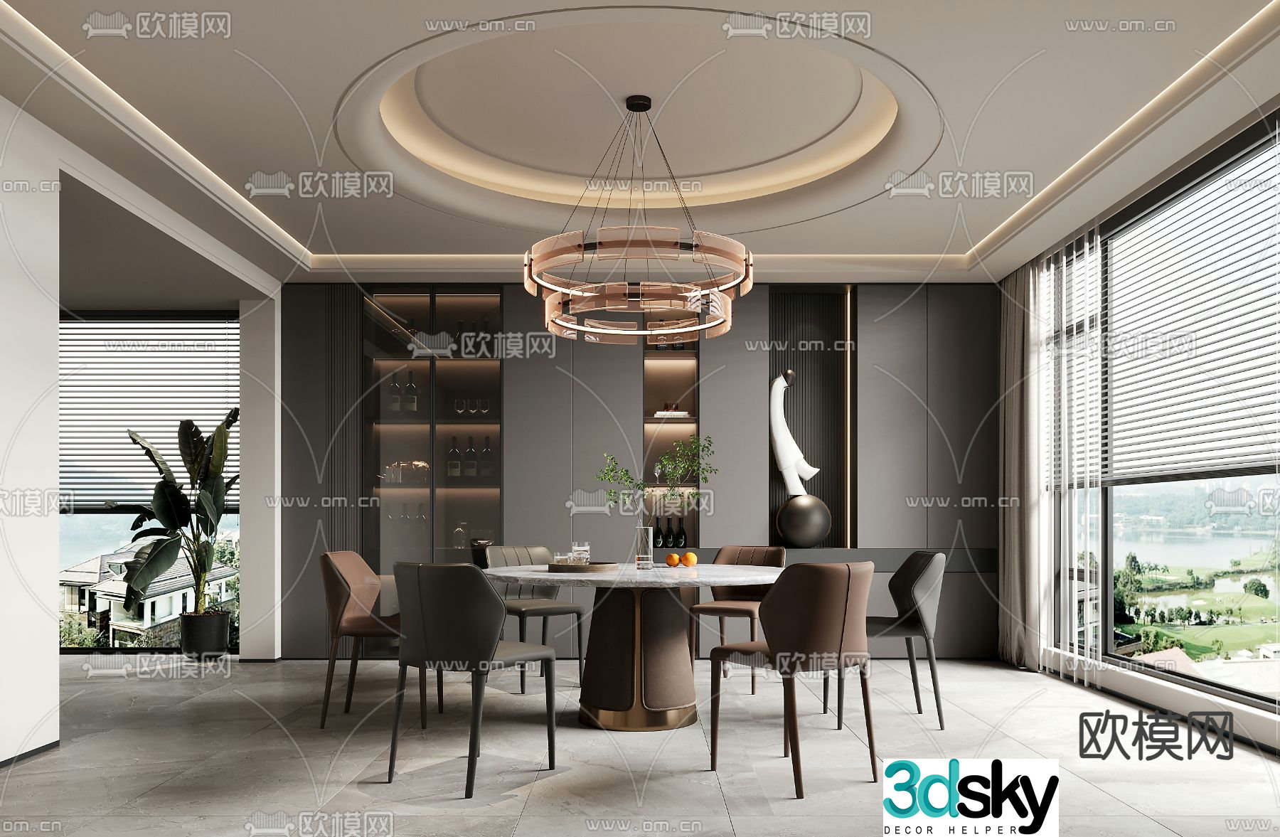 Modern restaurant round table 3d model