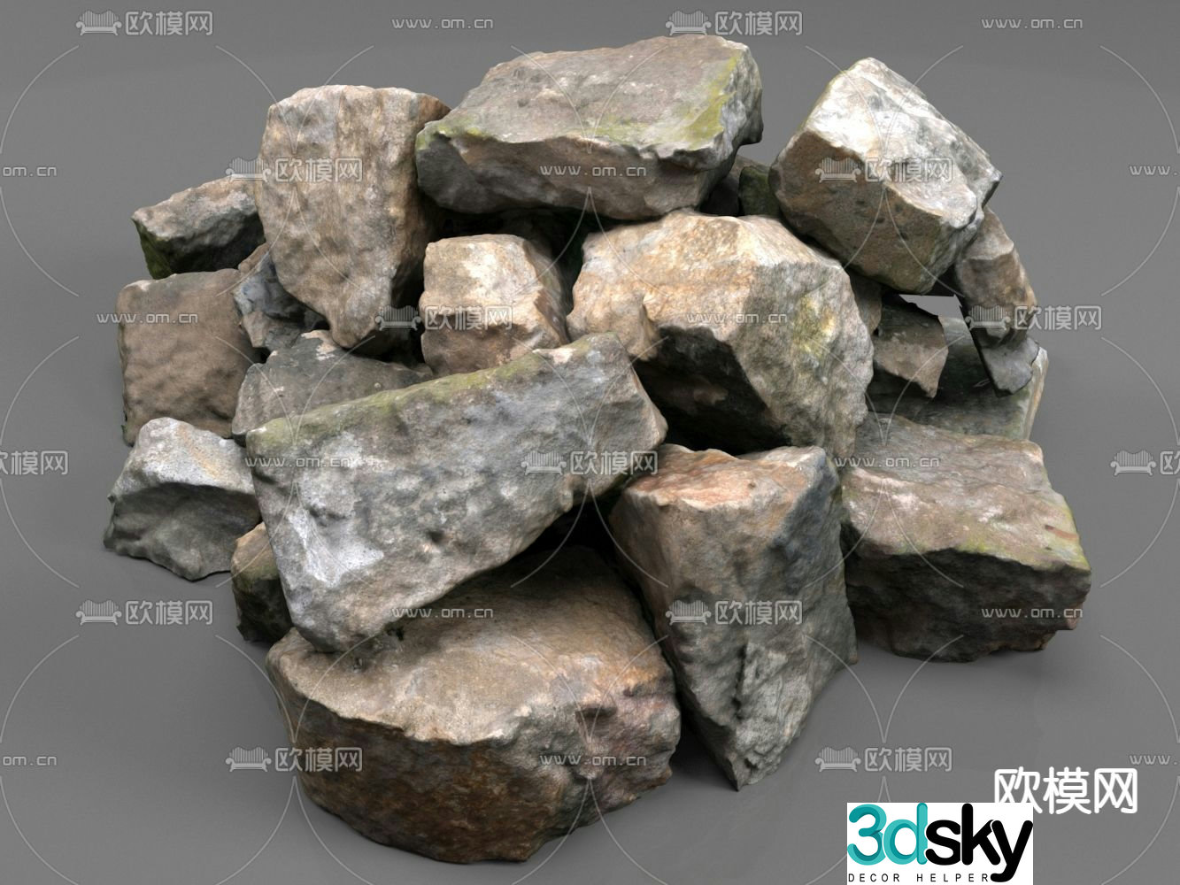 stone rock stone pile 3d model