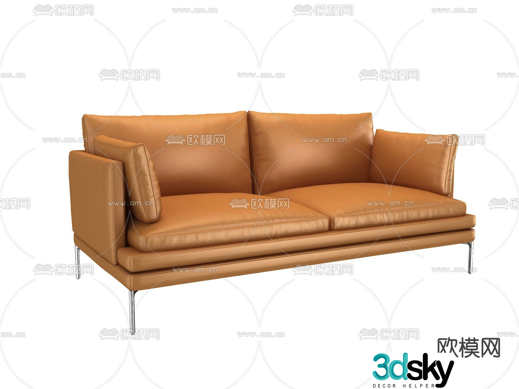 Double sofa leather sofa 3d model