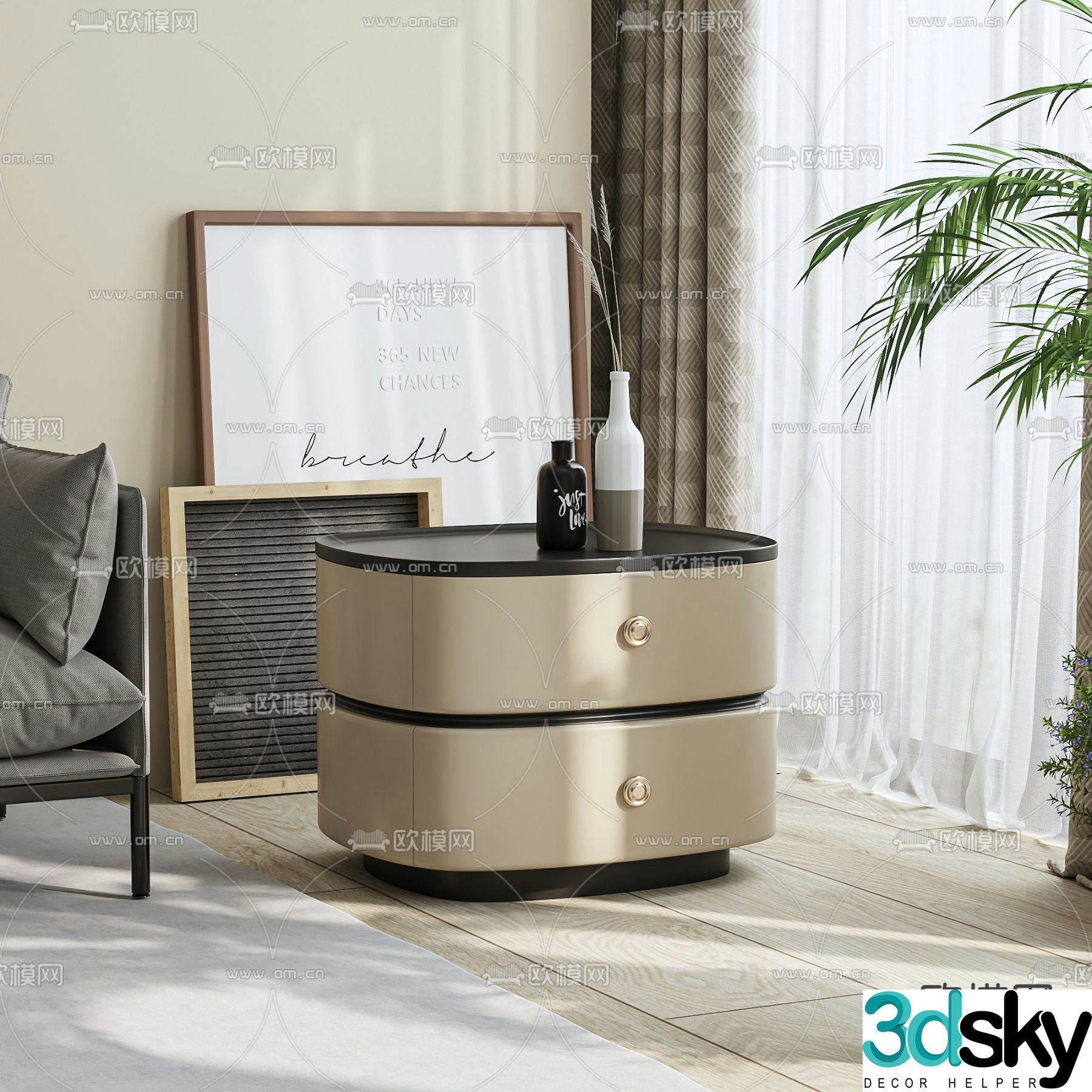 Modern bedside table 3d model
