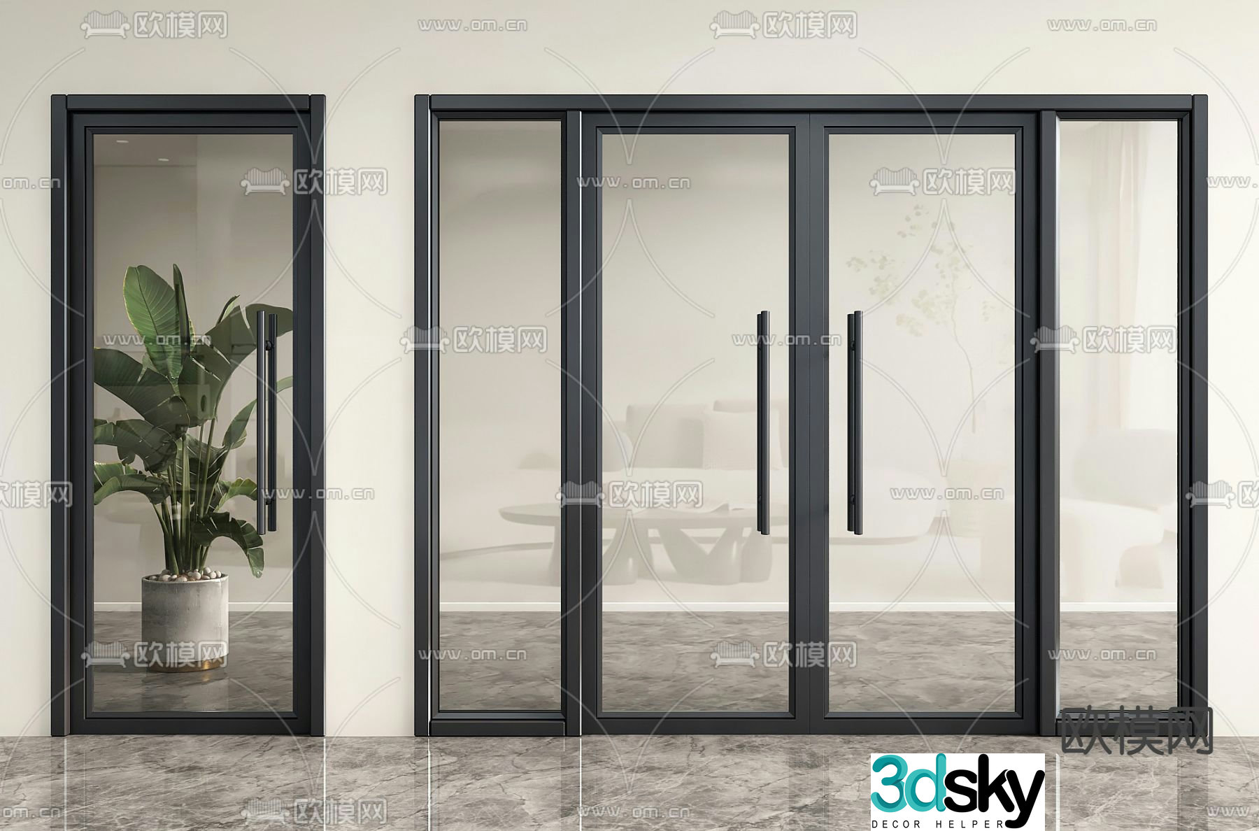 glass door shop door shop door 3d model