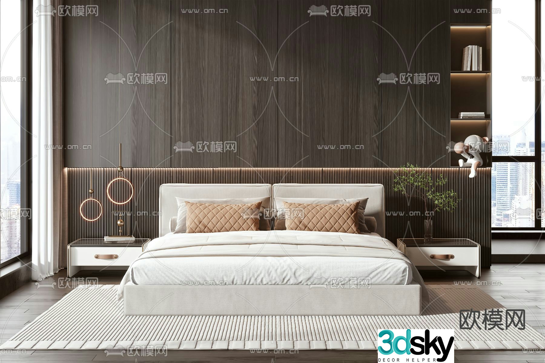 Modern double bed 3d model