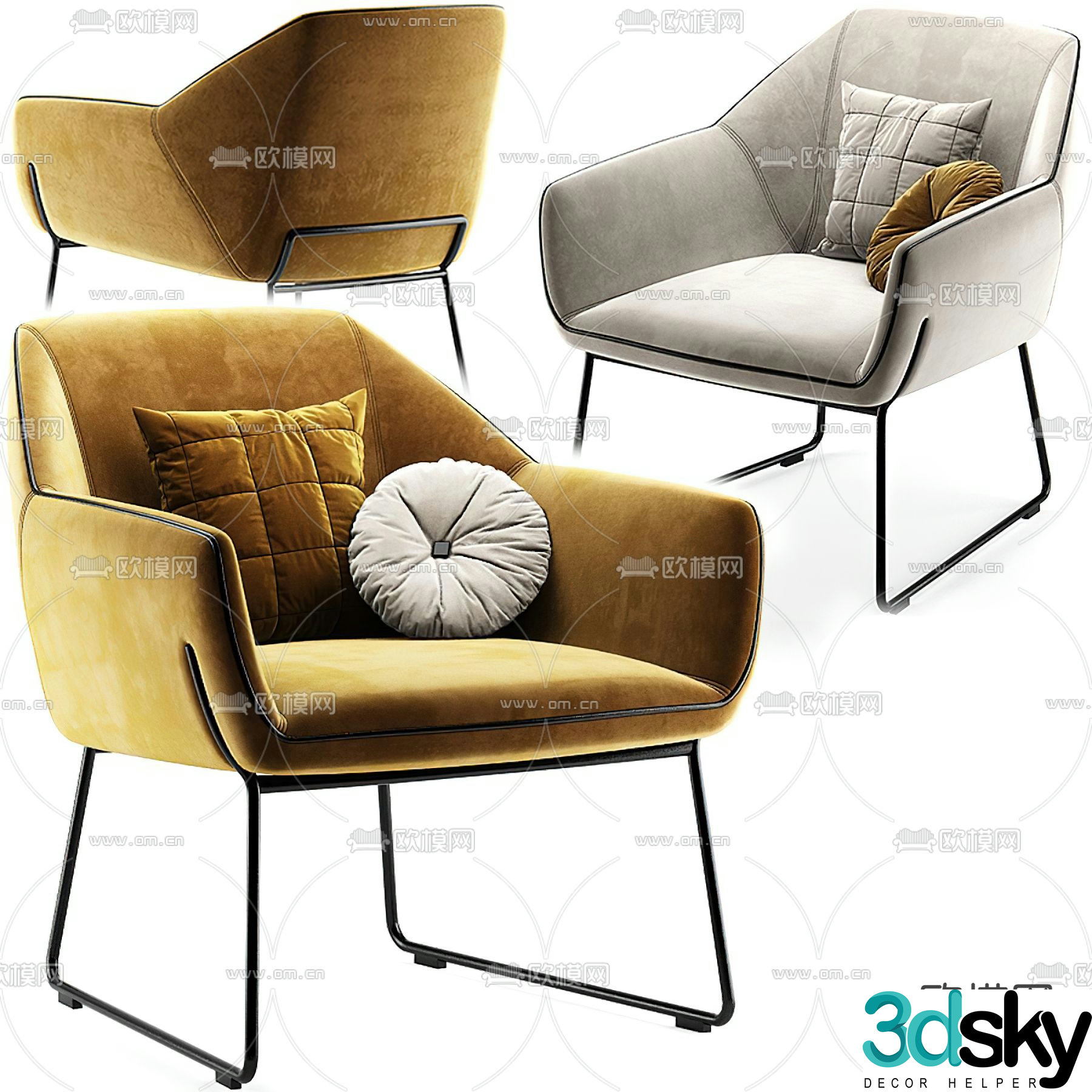 Modern chair leisure chair 3d model