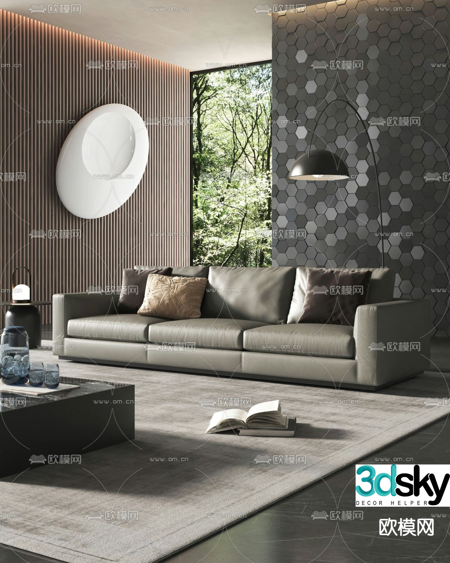 3D model of three seater sofa