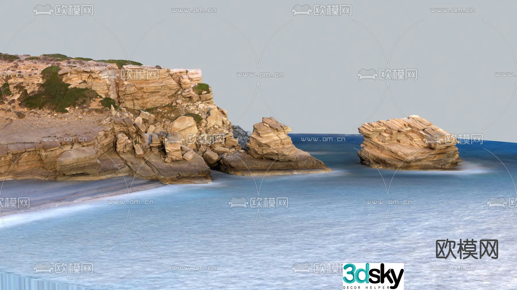 Coastal scenery island landscape 3d model