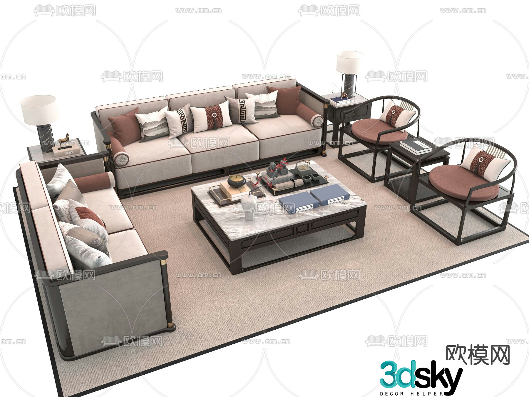 New Chinese style sofa coffee table 3d model