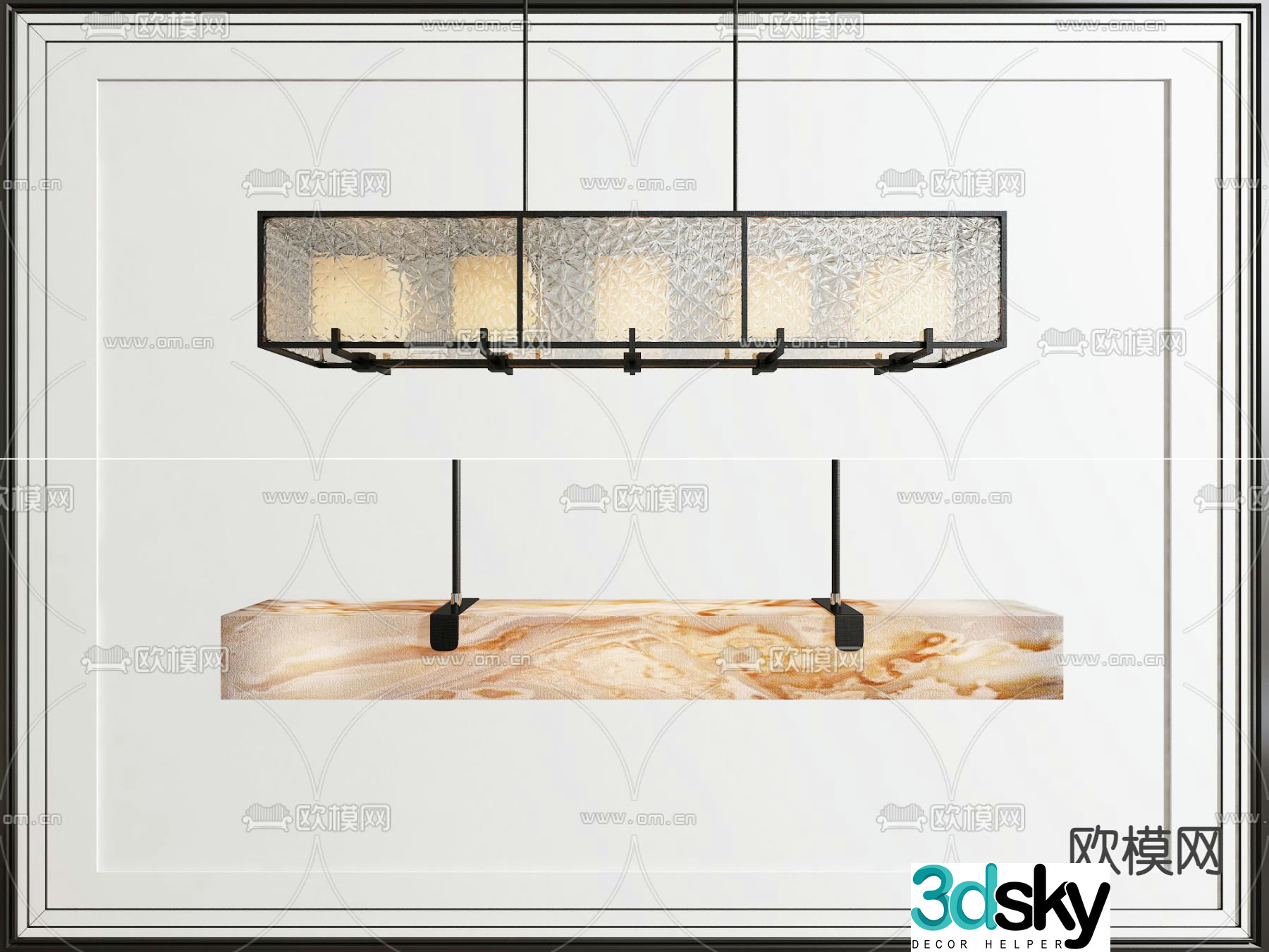 New Chinese Chandelier Marble Chandelier 3D Model