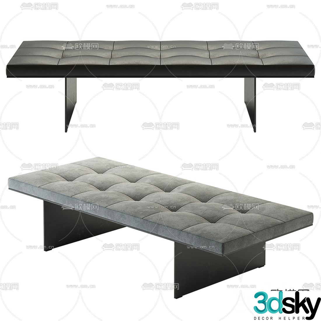 bed end stool footrest 3d model