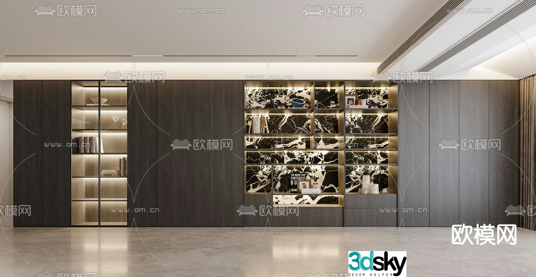 Italian decorative cabinet shelf 3D model