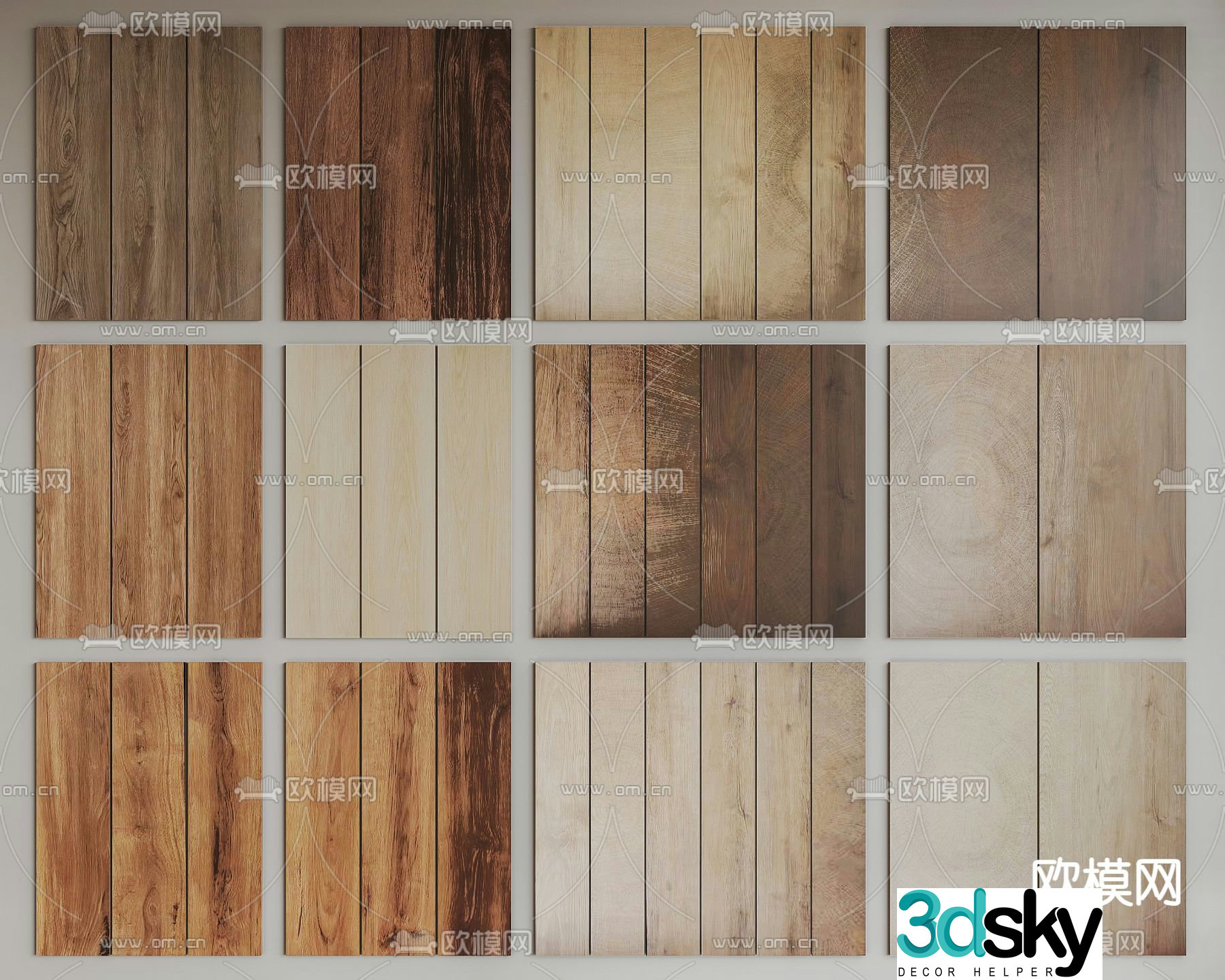Modern wood grain wood board 3d model