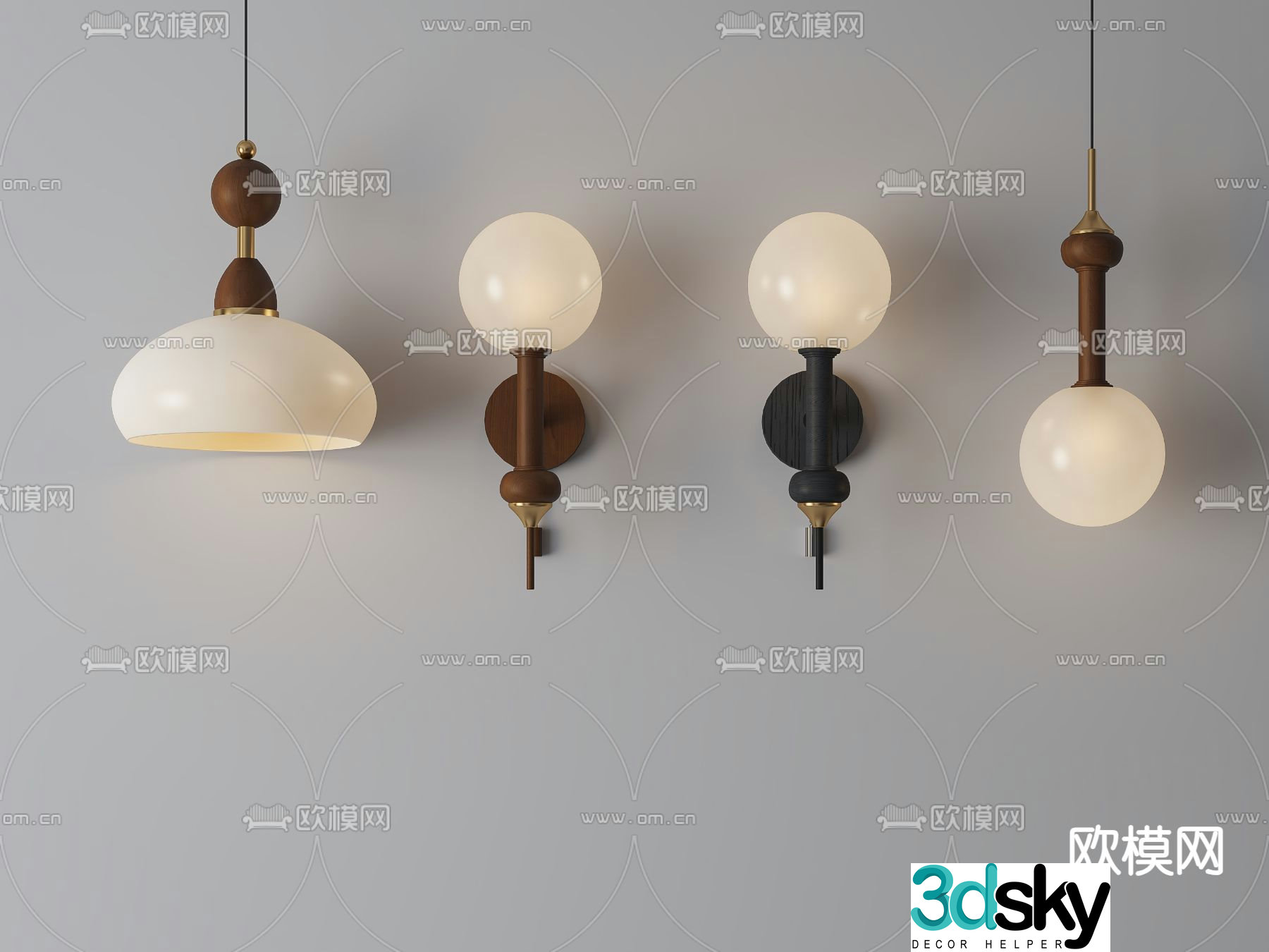 Medieval style wall lamp chandelier 3d model