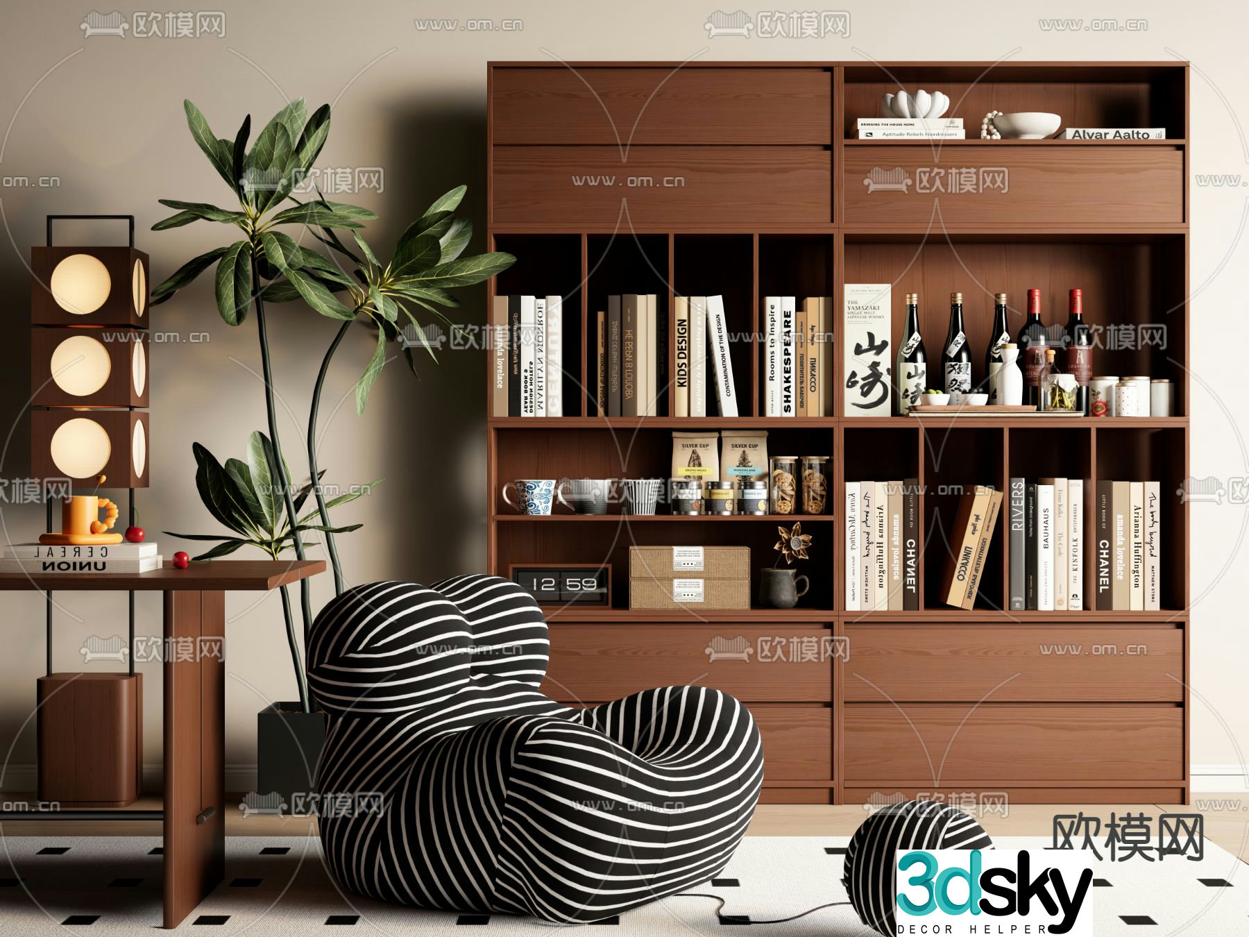 Medieval style bookcase display cabinet 3d model