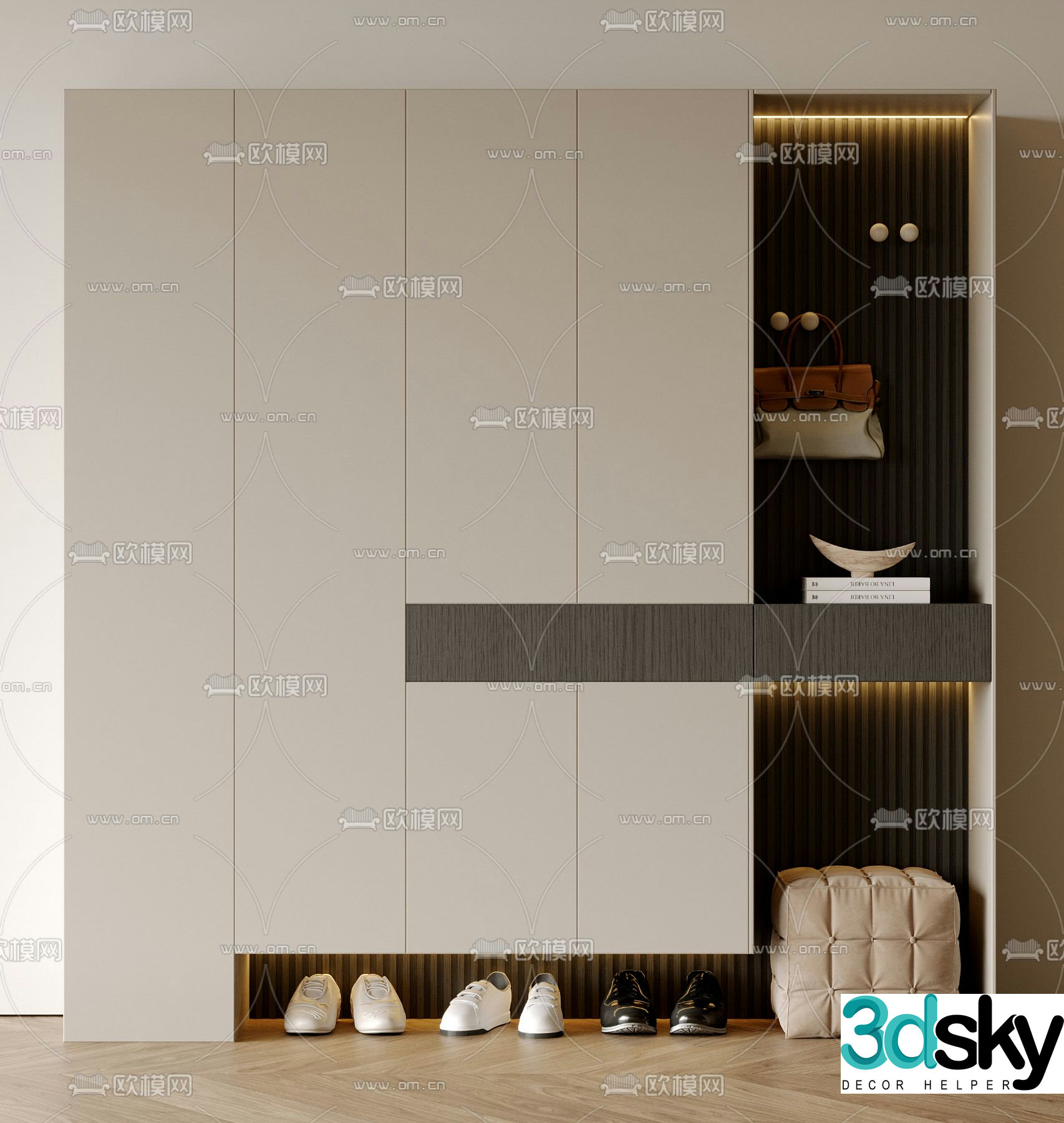Entry shoe cabinet entrance cabinet 3D model