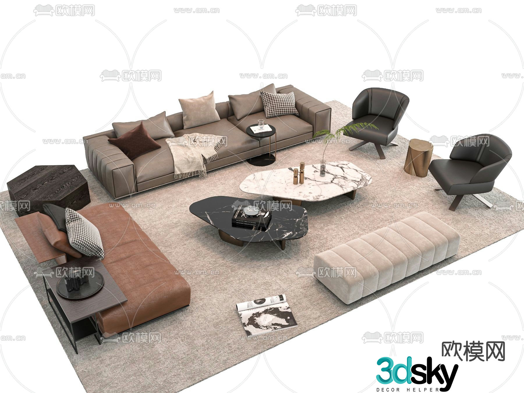 Modern sectional sofa 3d model