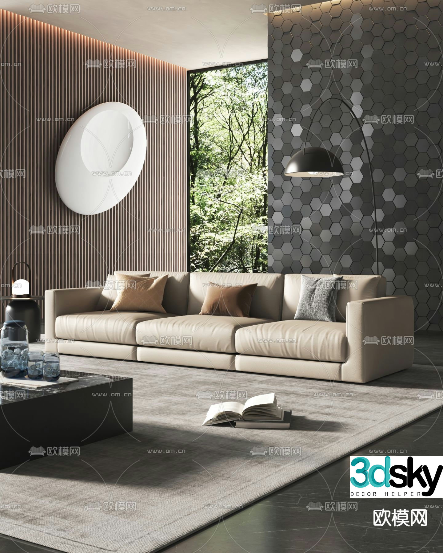 3D model of three seater sofa