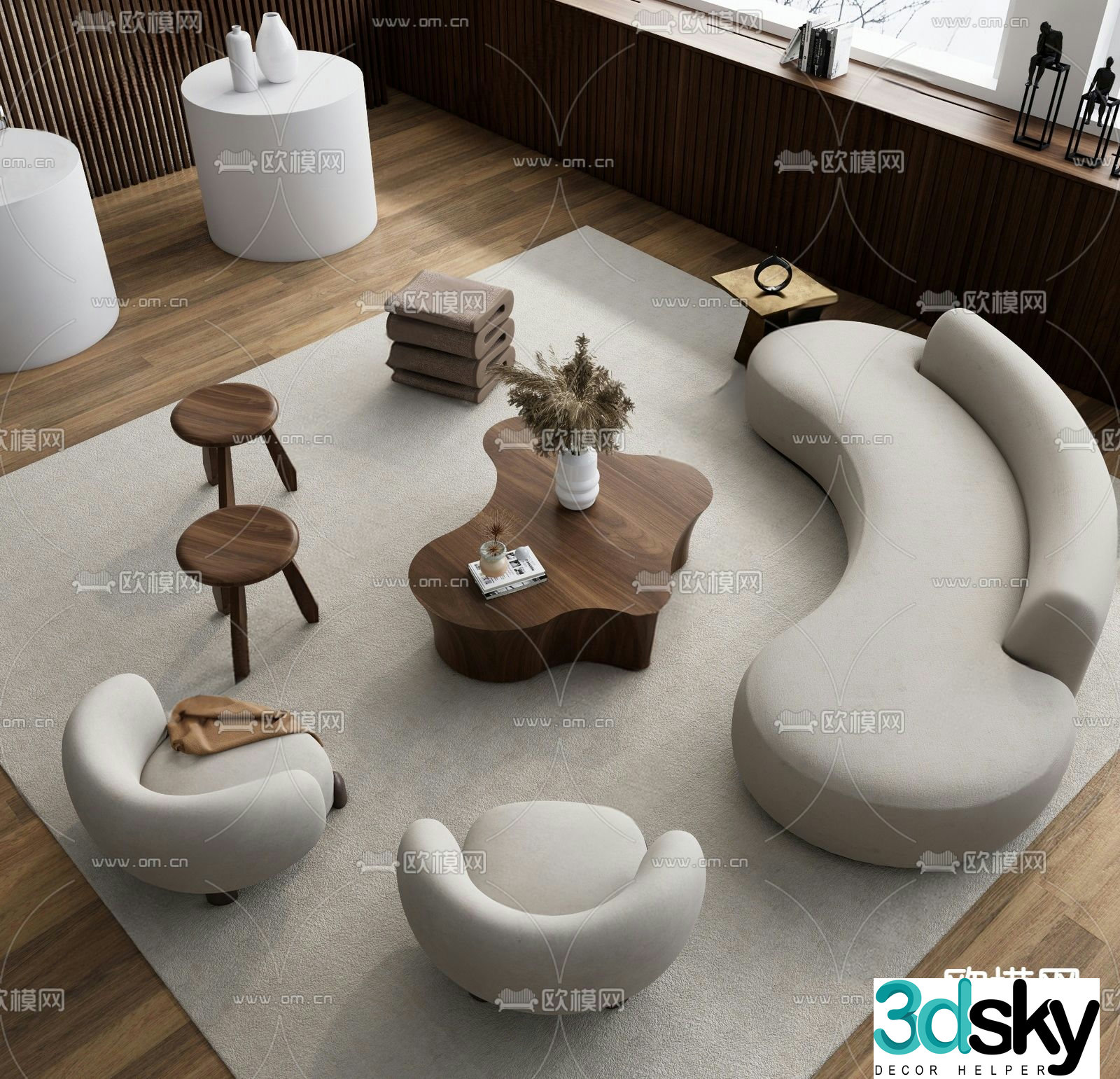 Wabi Sabi modular sofa curved sofa 3d model