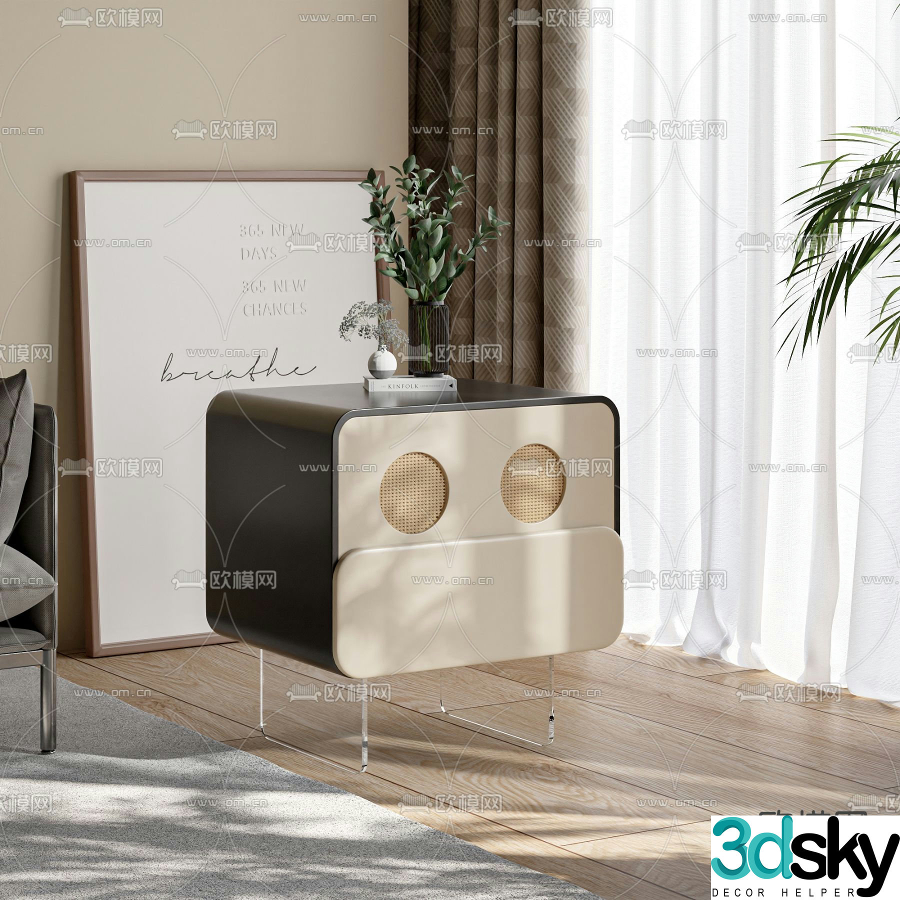 Modern bedside table 3d model