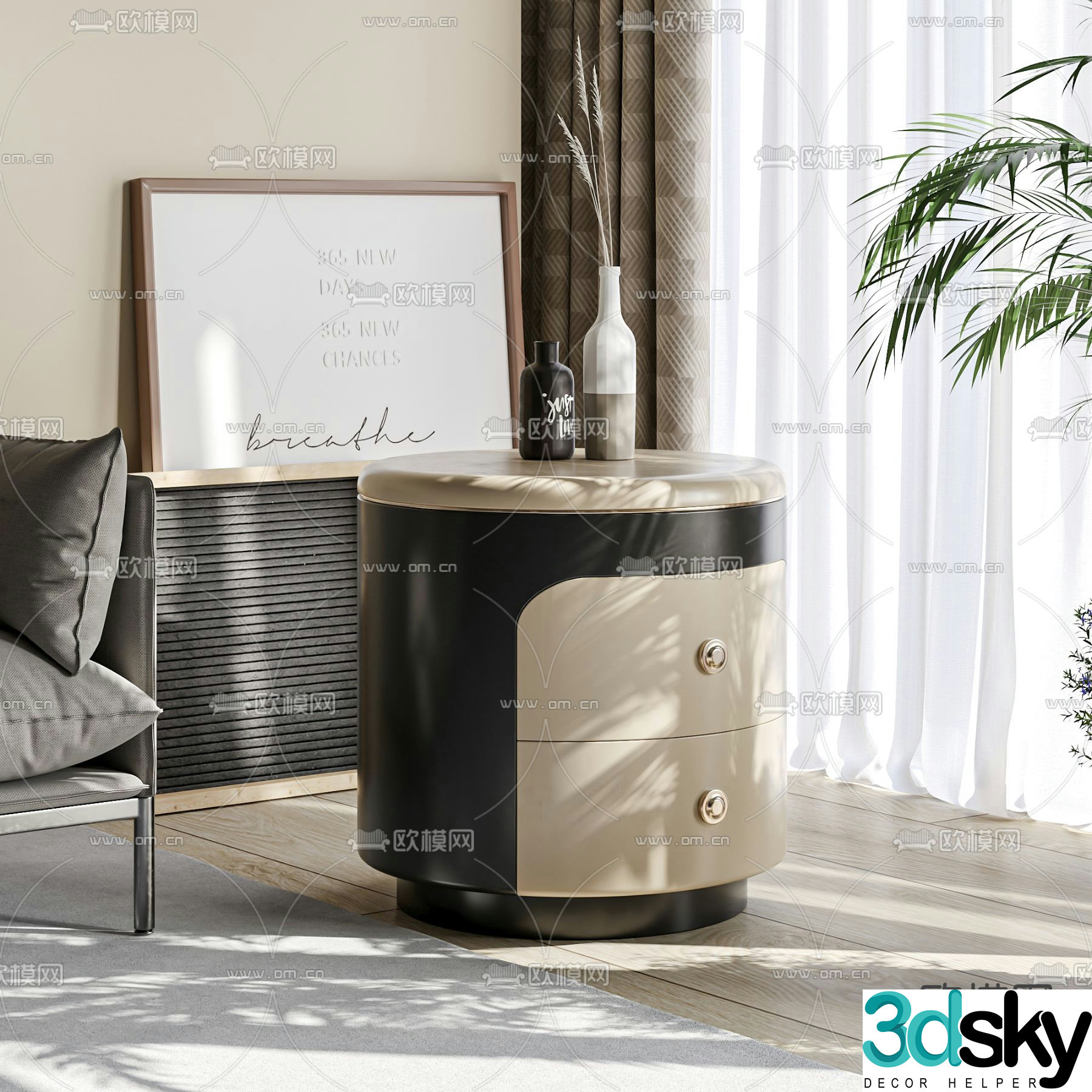 Modern bedside table 3d model