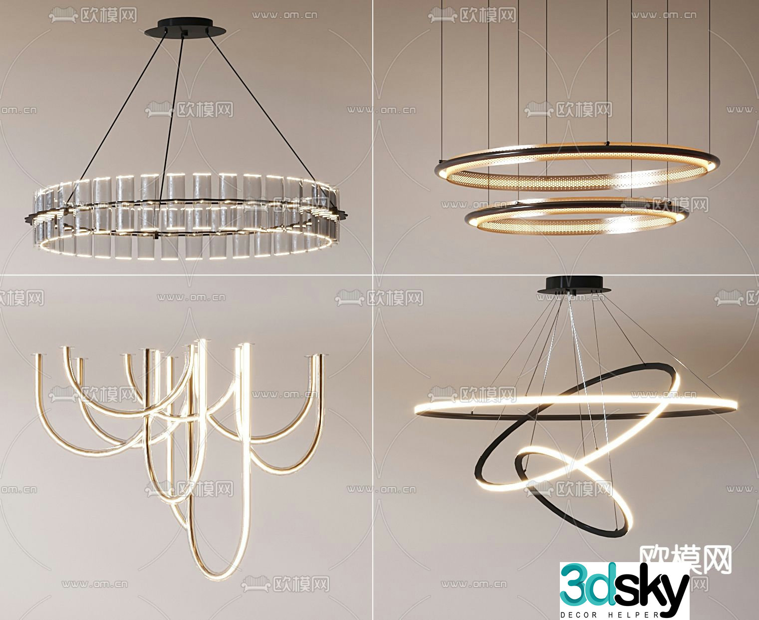 Light luxury chandelier hall chandelier 3d model