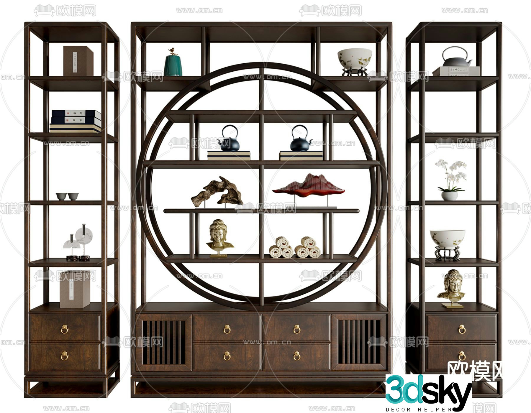 New Chinese style Bogu rack storage rack 3D model