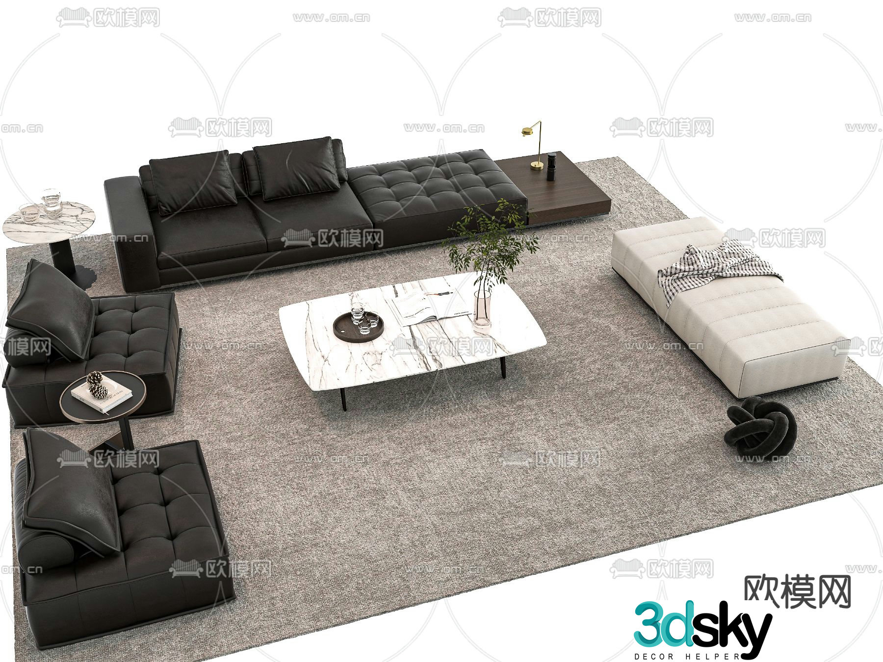 Modern sectional sofa 3d model