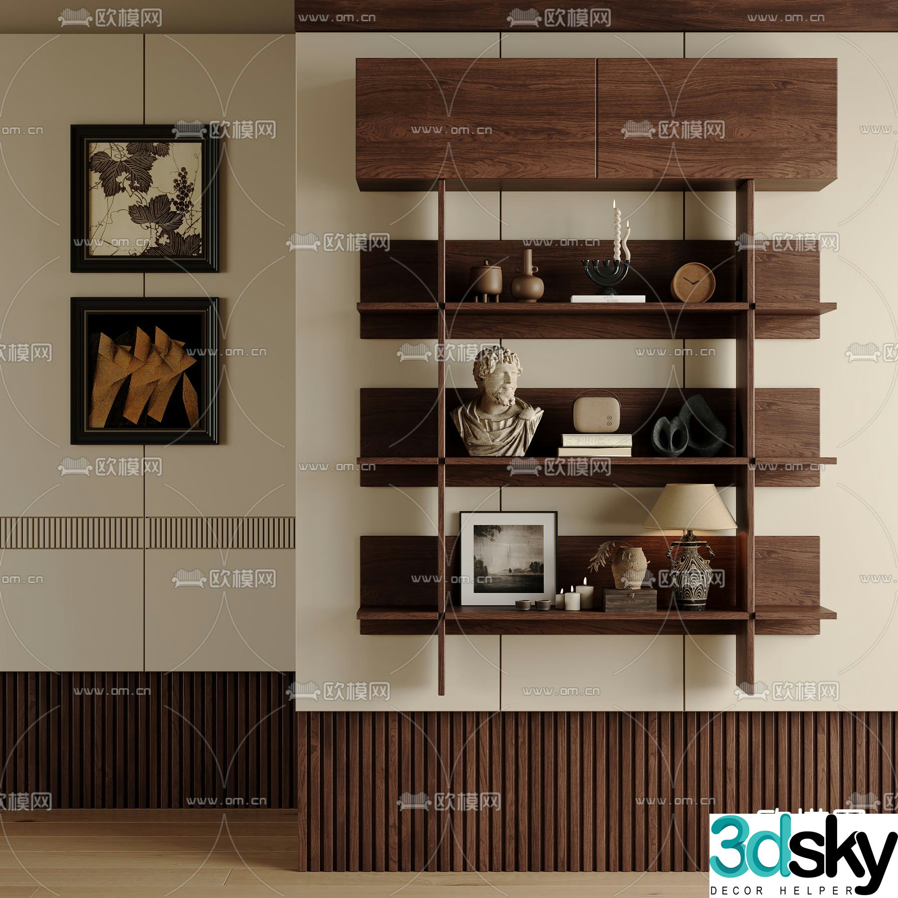 Medieval style wall hanging cabinet 3D model