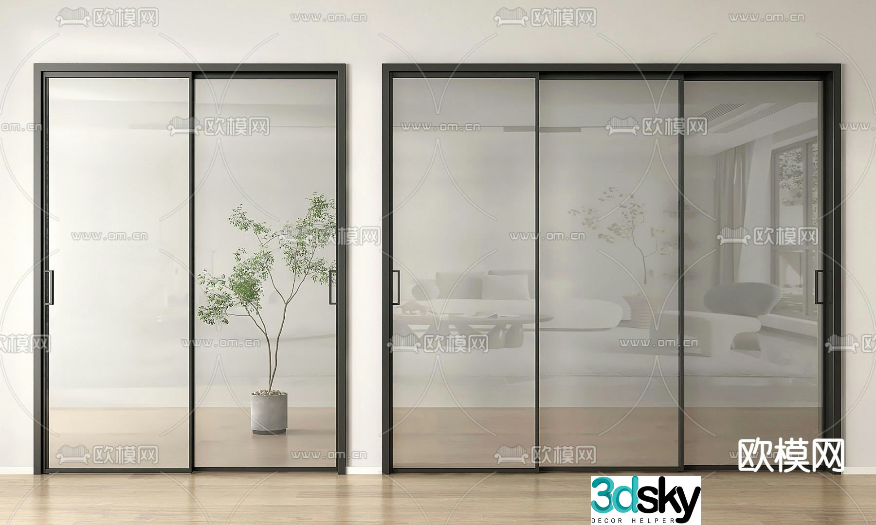 sliding door sliding door glass door 3d model