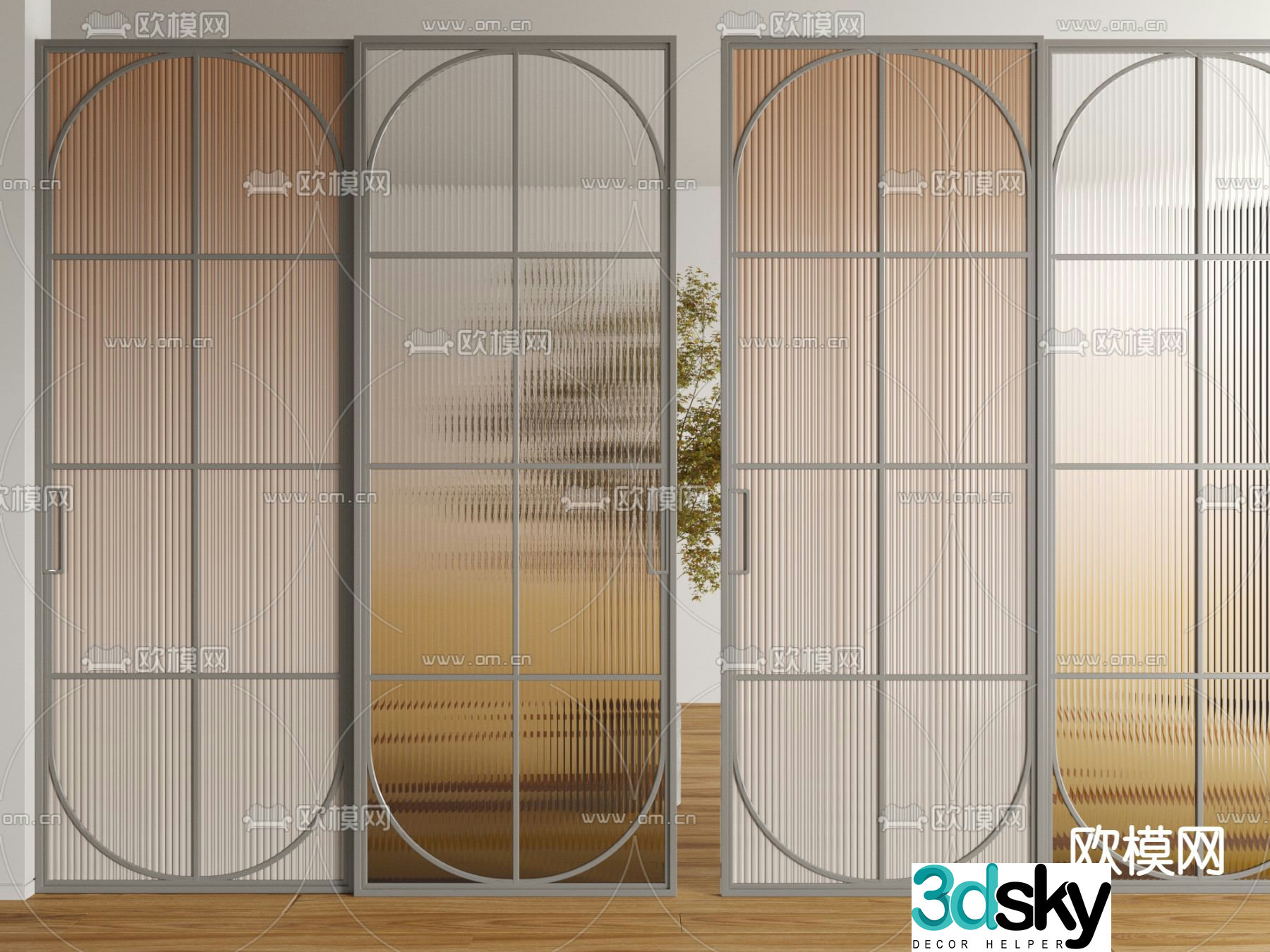 French sliding door 3D model