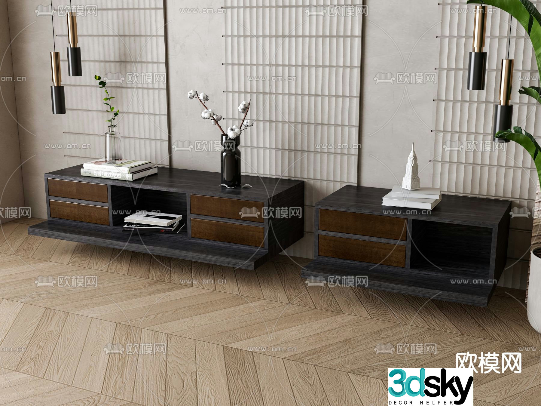 Suspended bedside table 3d model