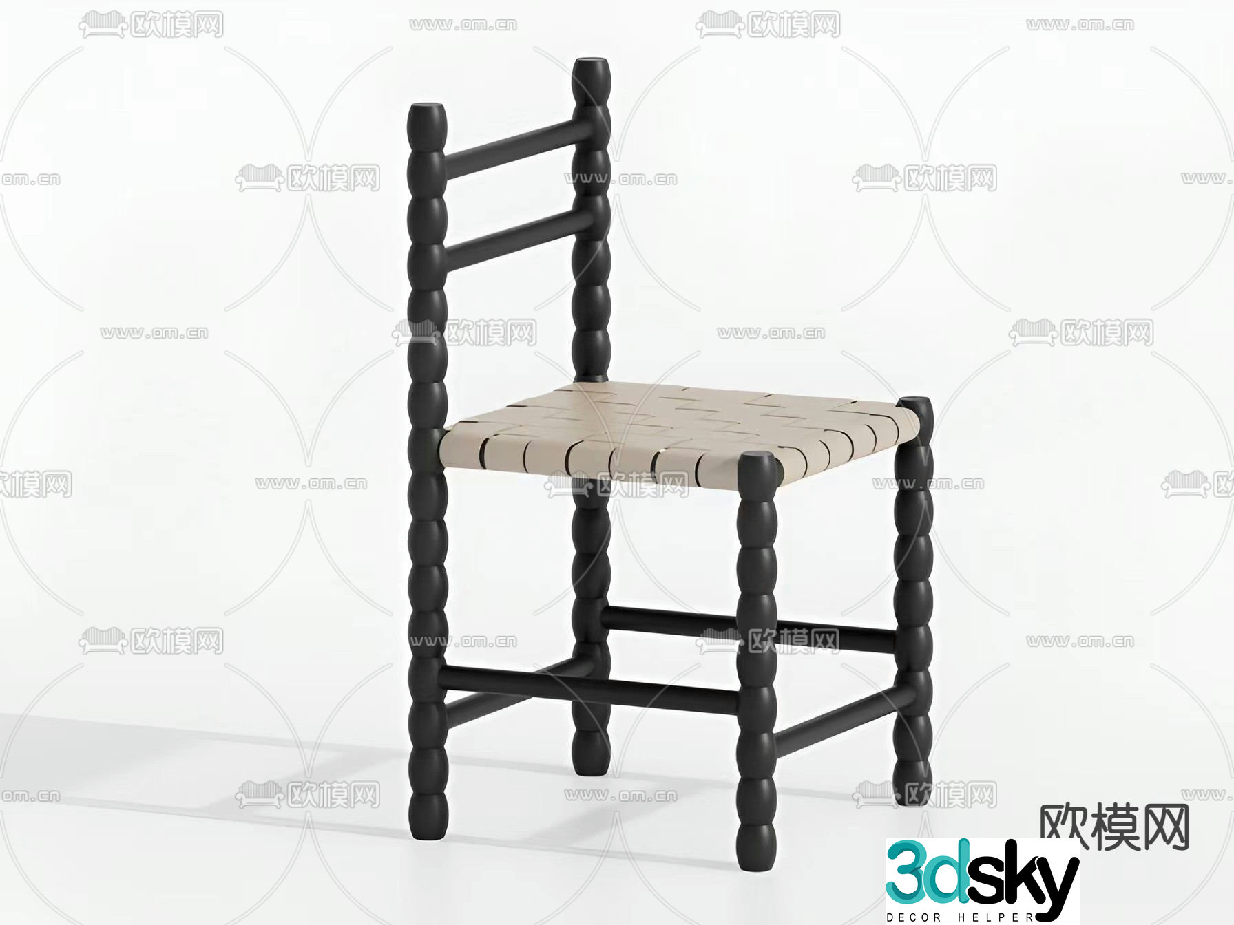 French single chair dining chair 3d model