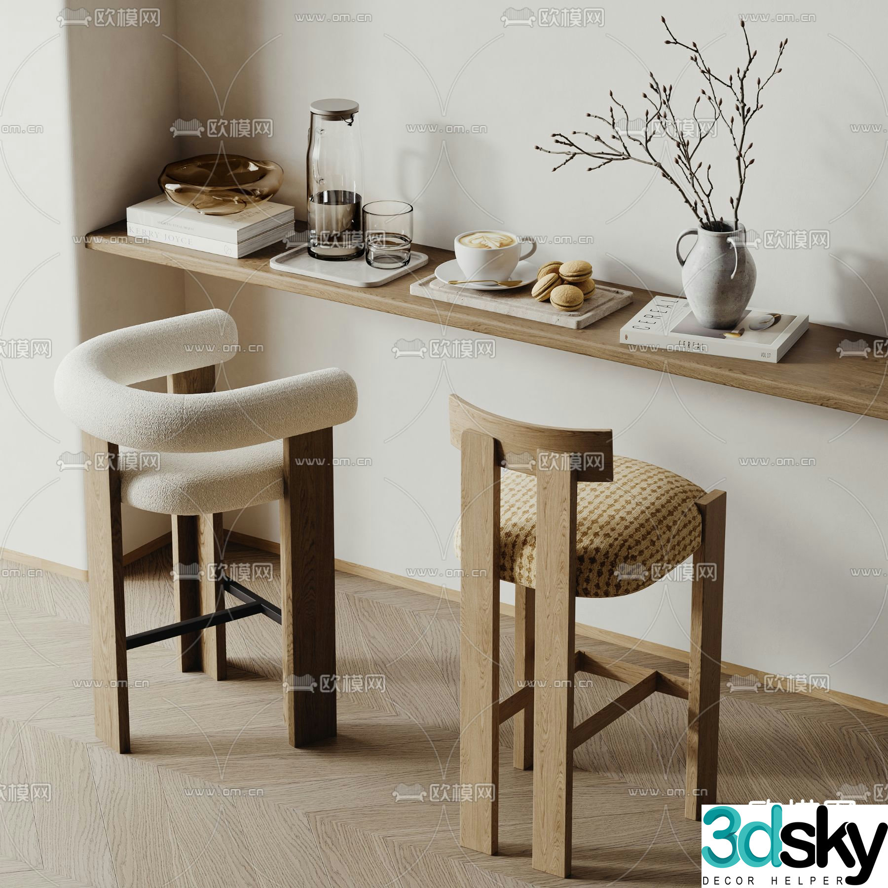 Wabi Sabi bar stool bar stool high stool 3d model