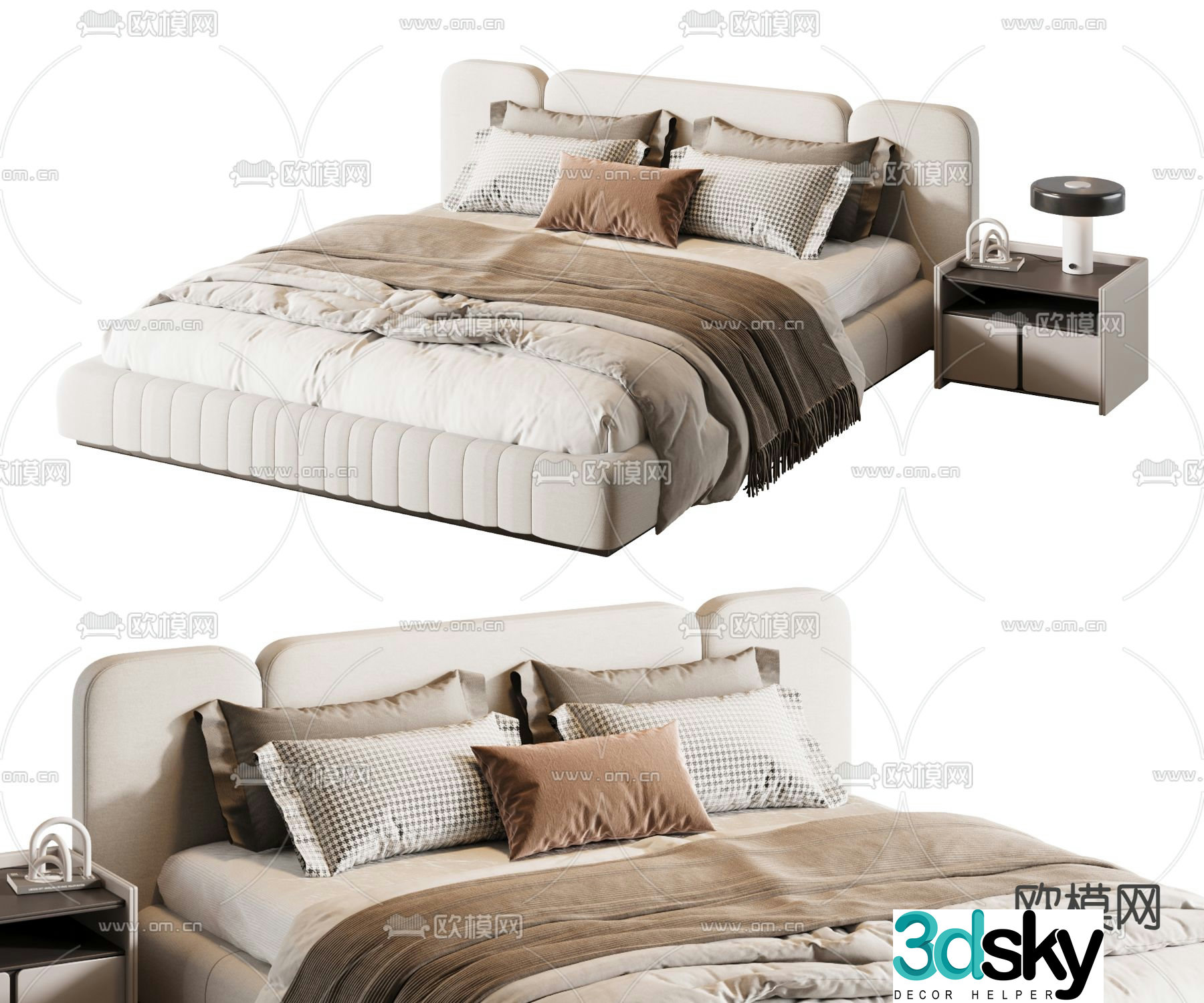 Modern double bed 3d model
