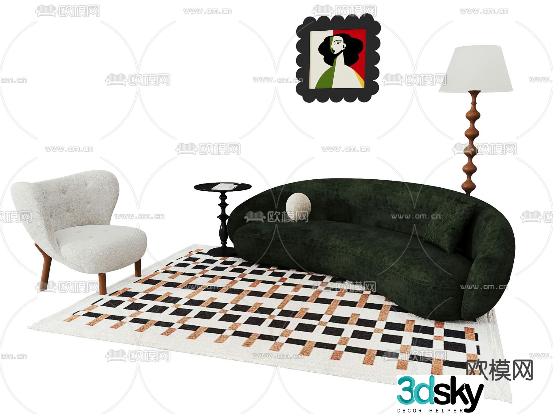 Medieval style sofa curved sofa 3d model