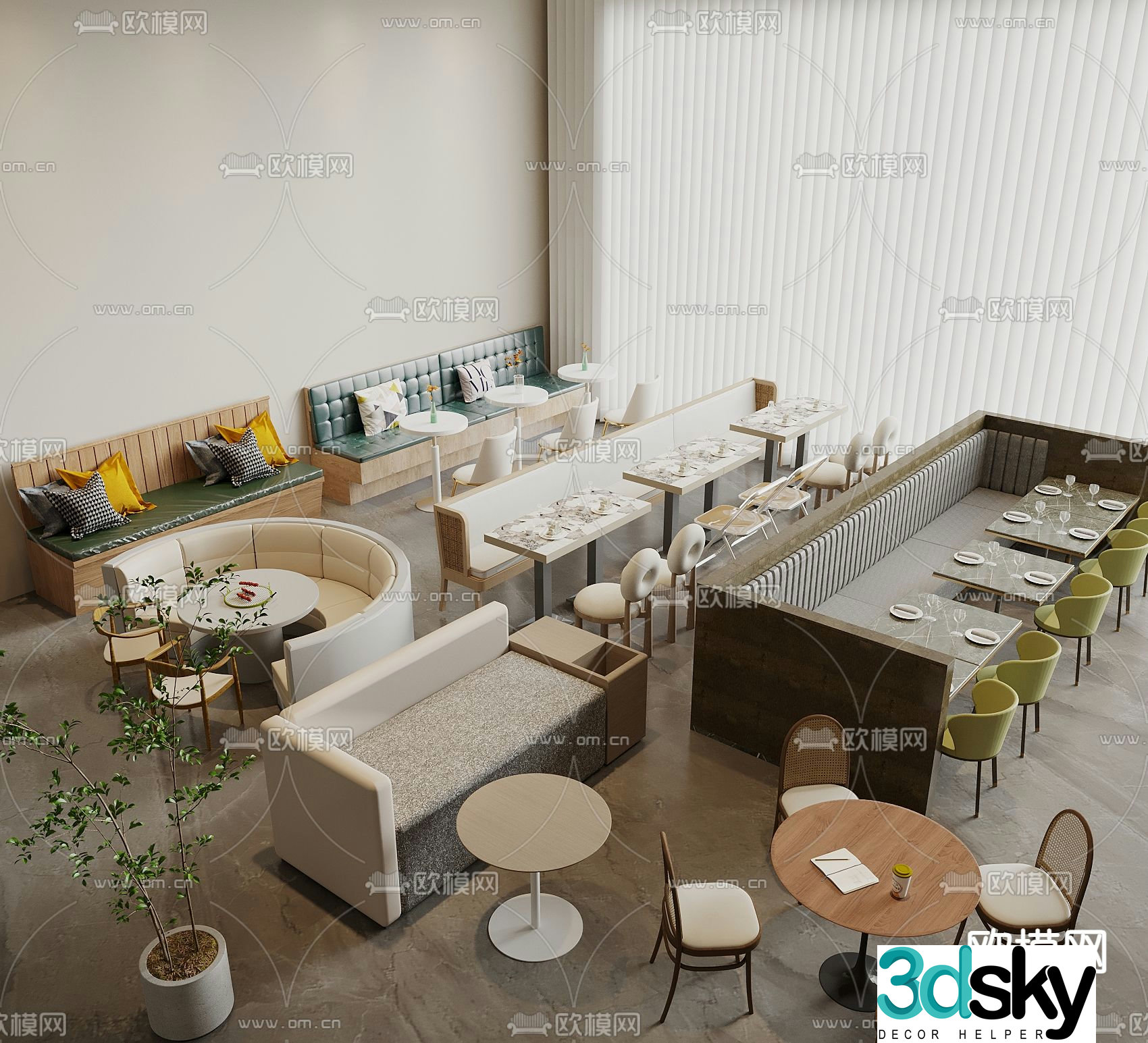 Card seat dining table and chairs curved card seat 3d model