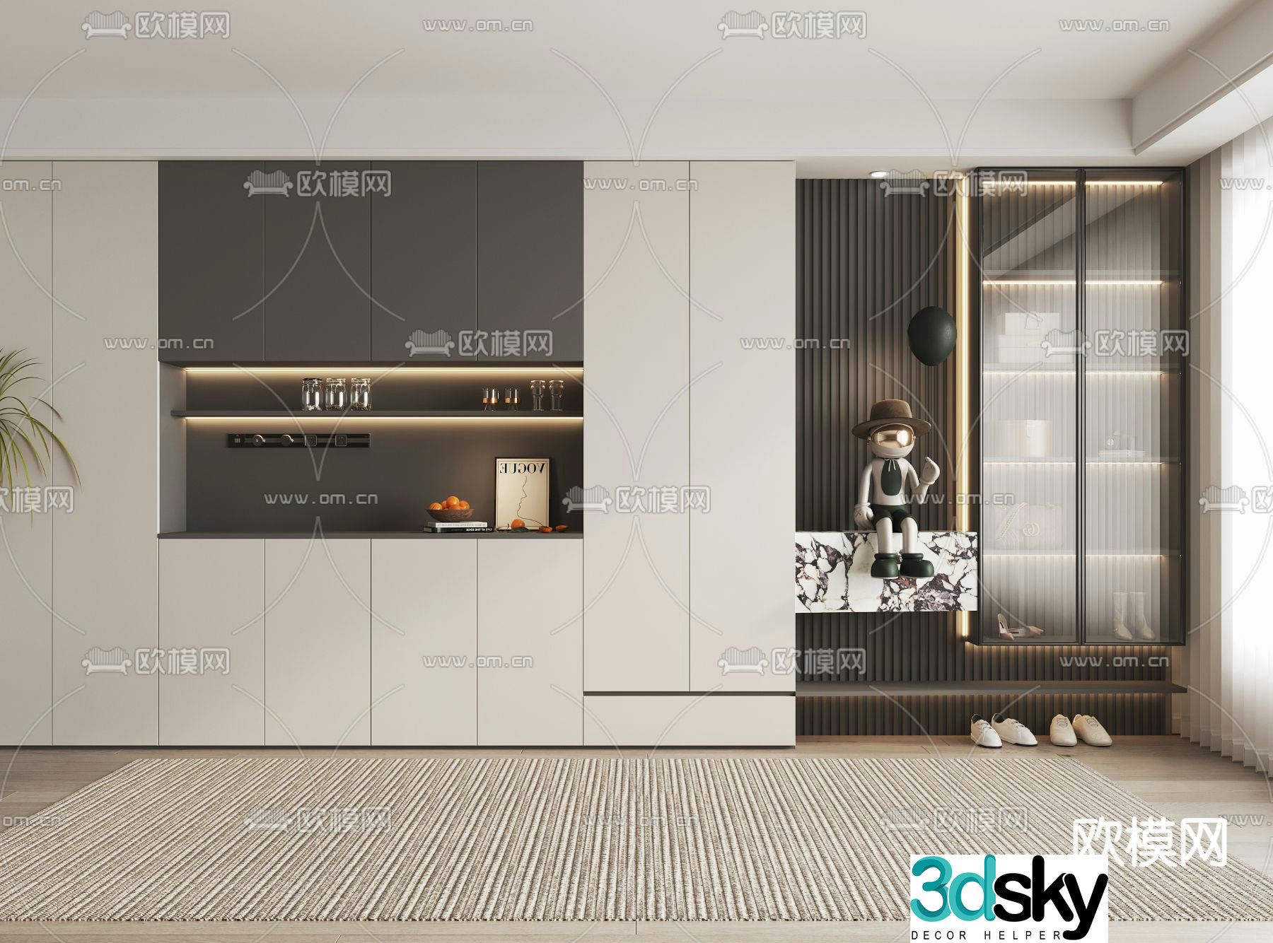 Modern wine cabinet sideboard shoe cabinet 3d model