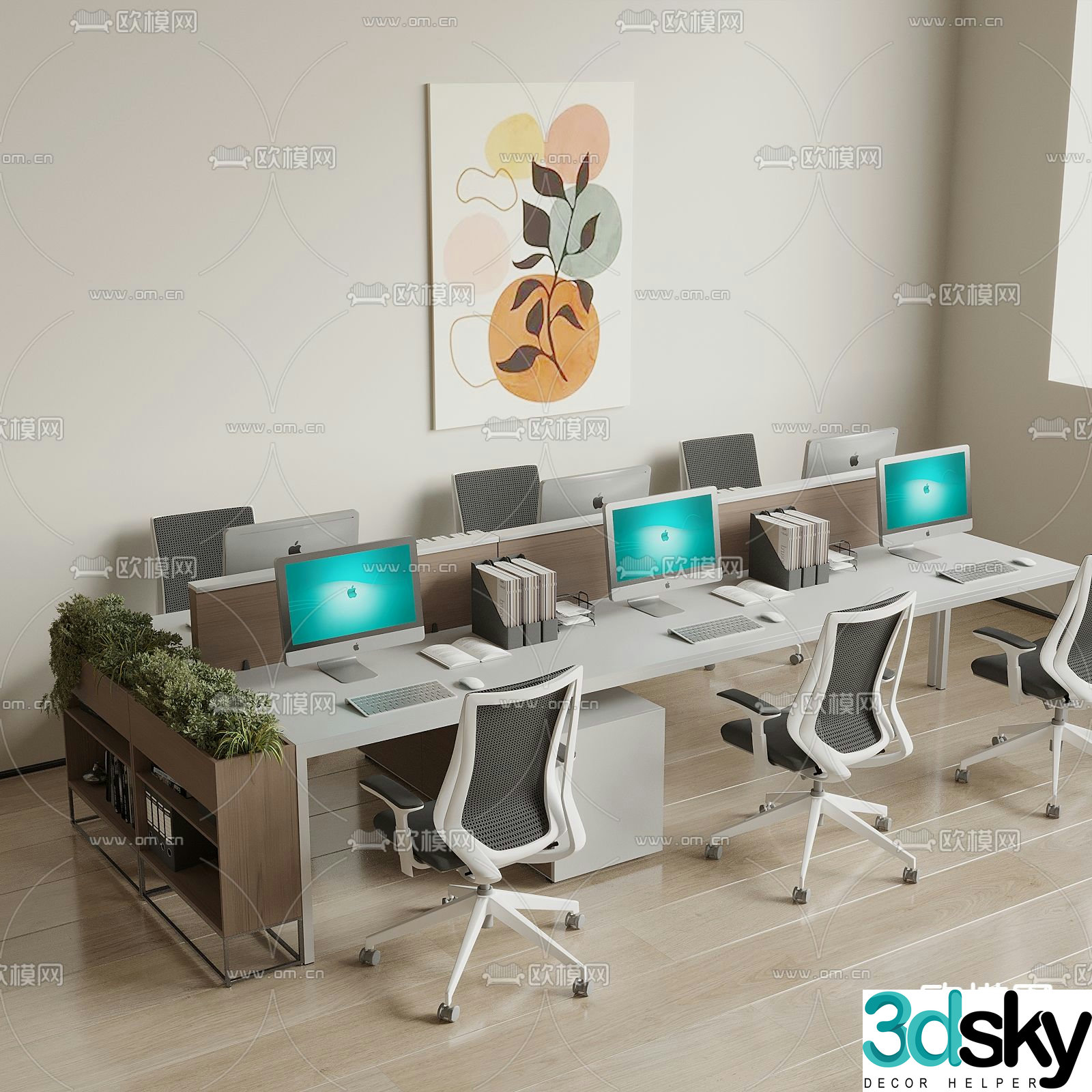 Office desk chair employee chair post 3d model