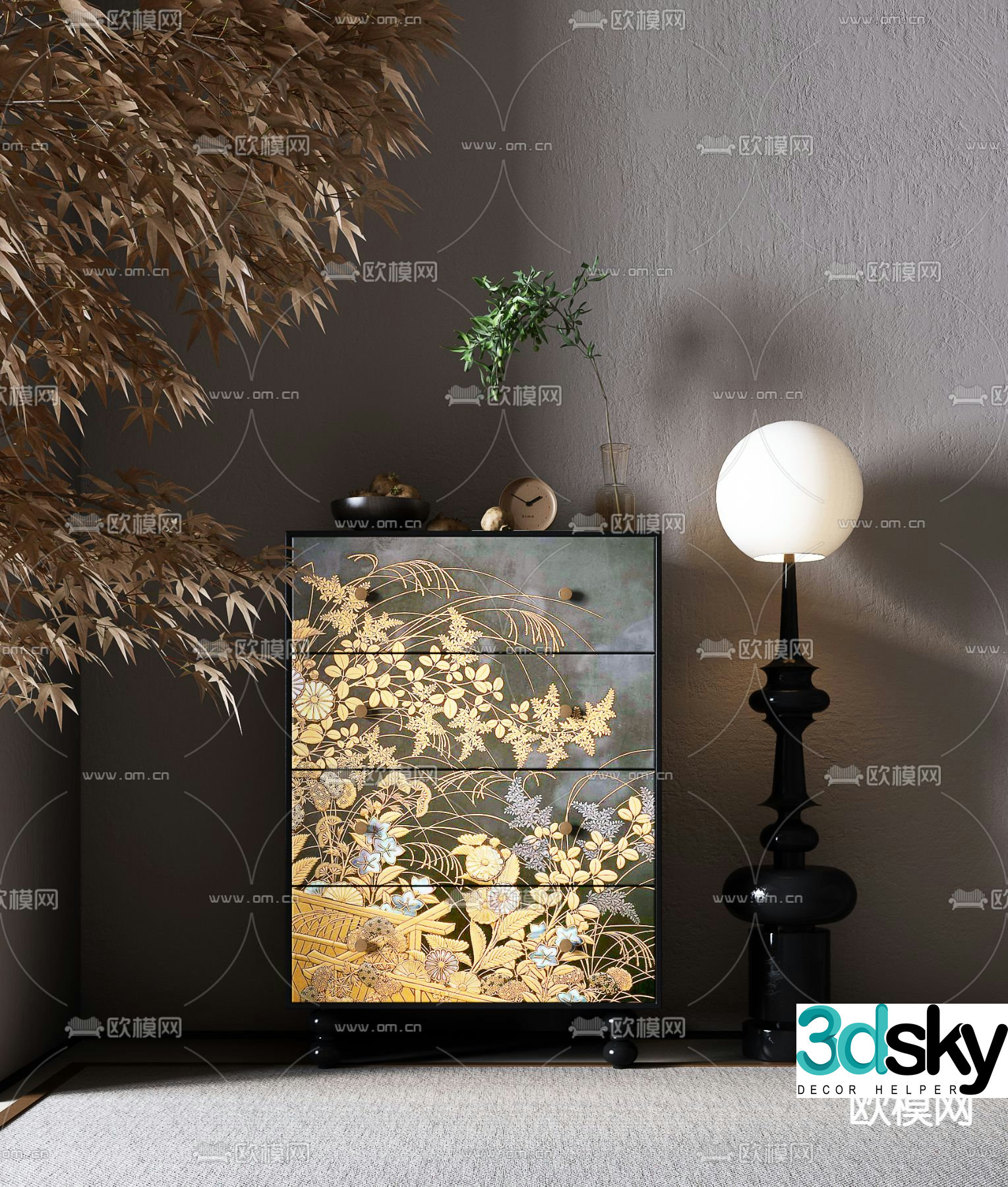 French chest of drawers Entrance cabinet 3D model