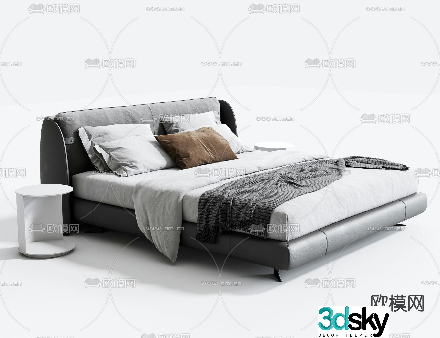 Modern double bed 3d model