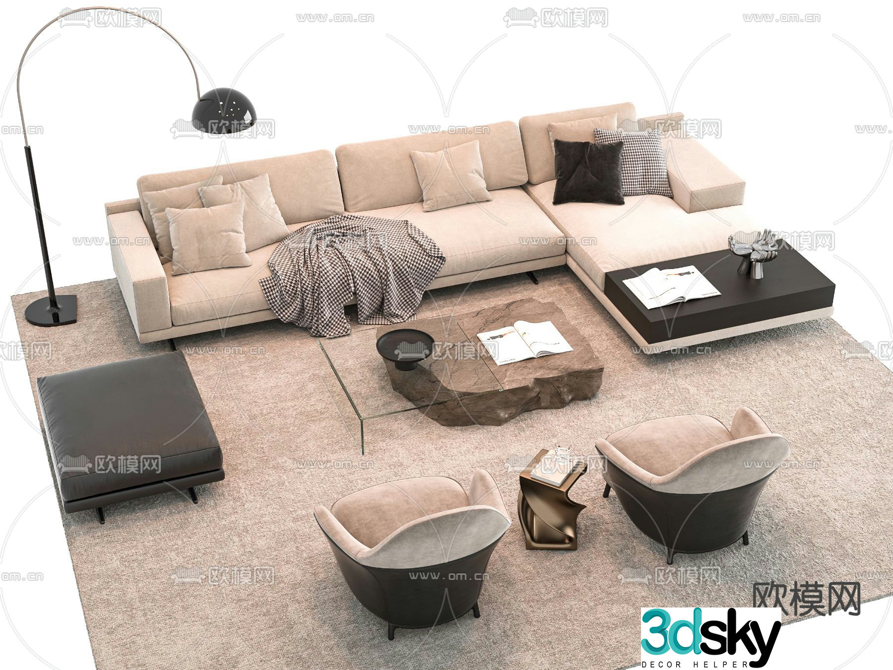 Modern sectional sofa 3d model